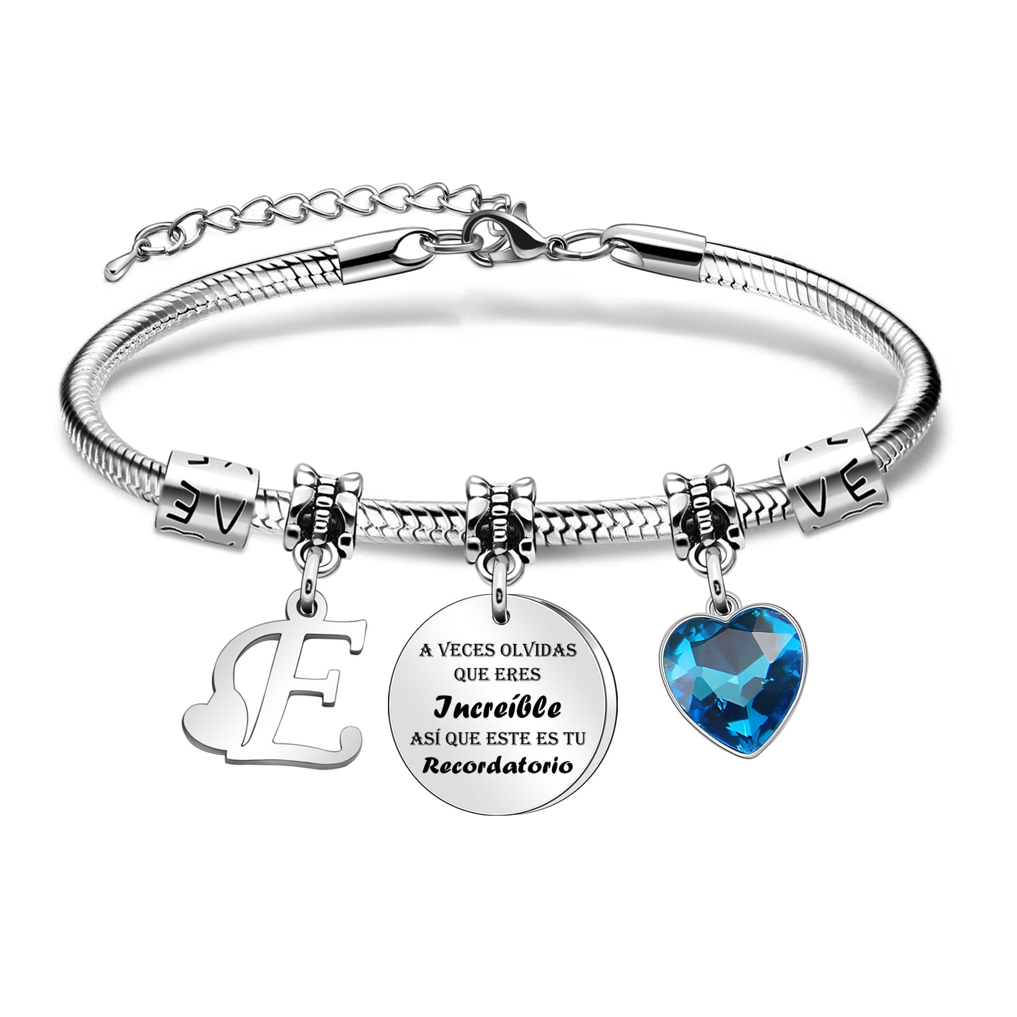 Angelra Regalo Pulsera inspirador, A-Z 26 letras iniciales Pulsera colgante de plata A Veces Olvidas Que Eres Increíble, así Que Este Es Tu Recordatorio Para Hermana Mejores Amigos Hija Niñas Mujeres