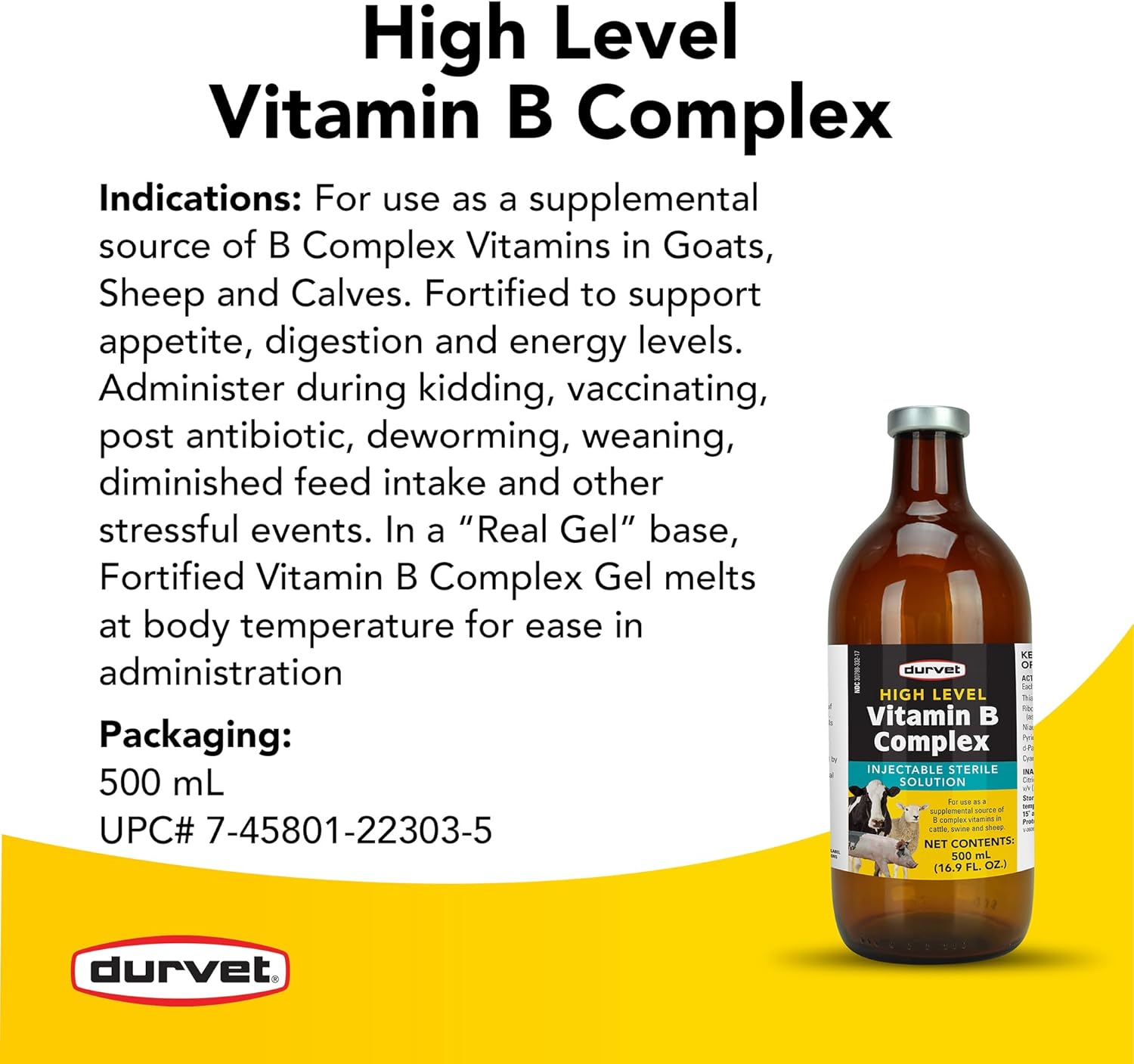 Durvet 063404 High Level Vitamin B Complex Yellow.500Ml