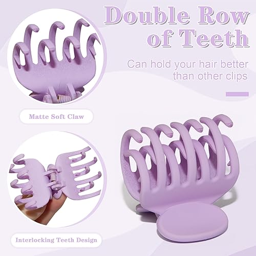 Miniatura 9 de 8 pinzas de garra para cabello fino para mujeres, pinzas pequeñas mate medianas de 1.6 pies, pinzas de pelo de doble fila de sujeción fuerte,