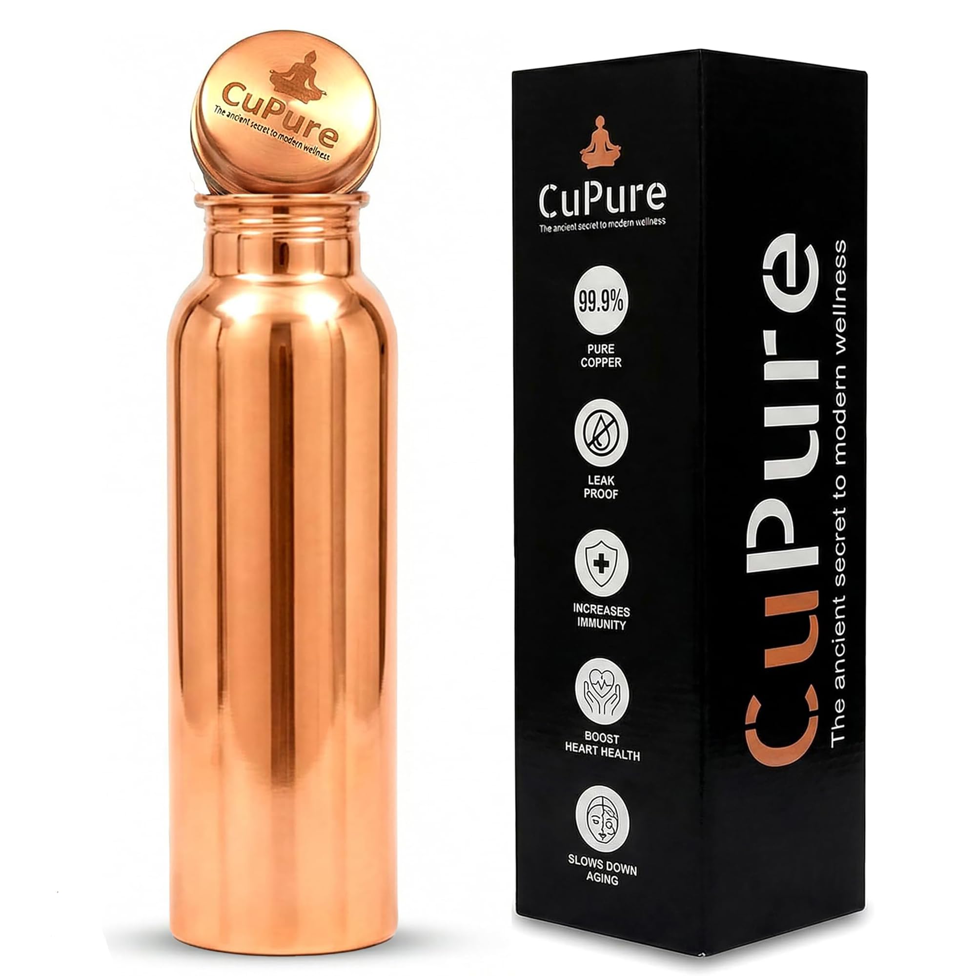 Amazon.com: CuPure Pure Copper Ayurvedic Water Bottle Health