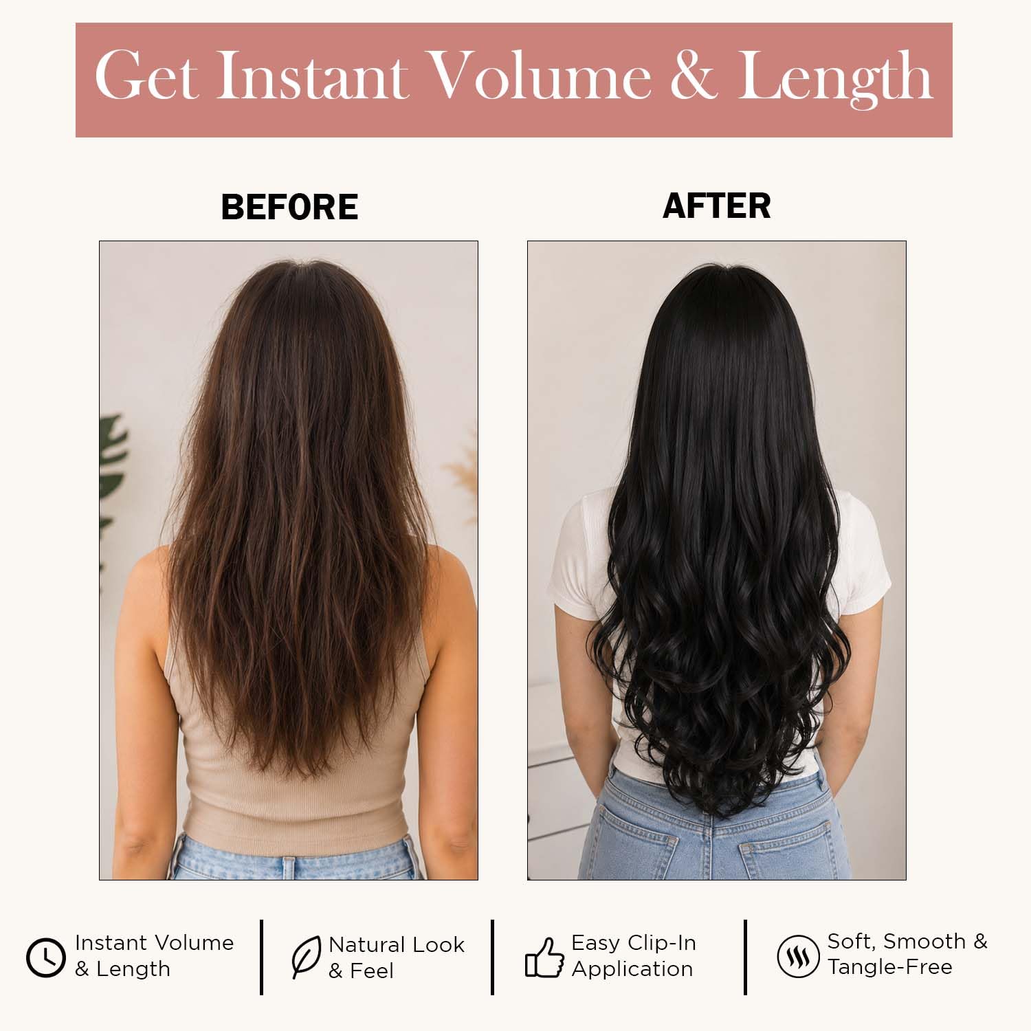 Artifice 5 Clip Curly Wavy Hair Extension Natural Looking Synthetic Thick Hairs for Any Event Clip In For Styling Women and Girls 26 INCH NATURAL ROYAL BLACK 3