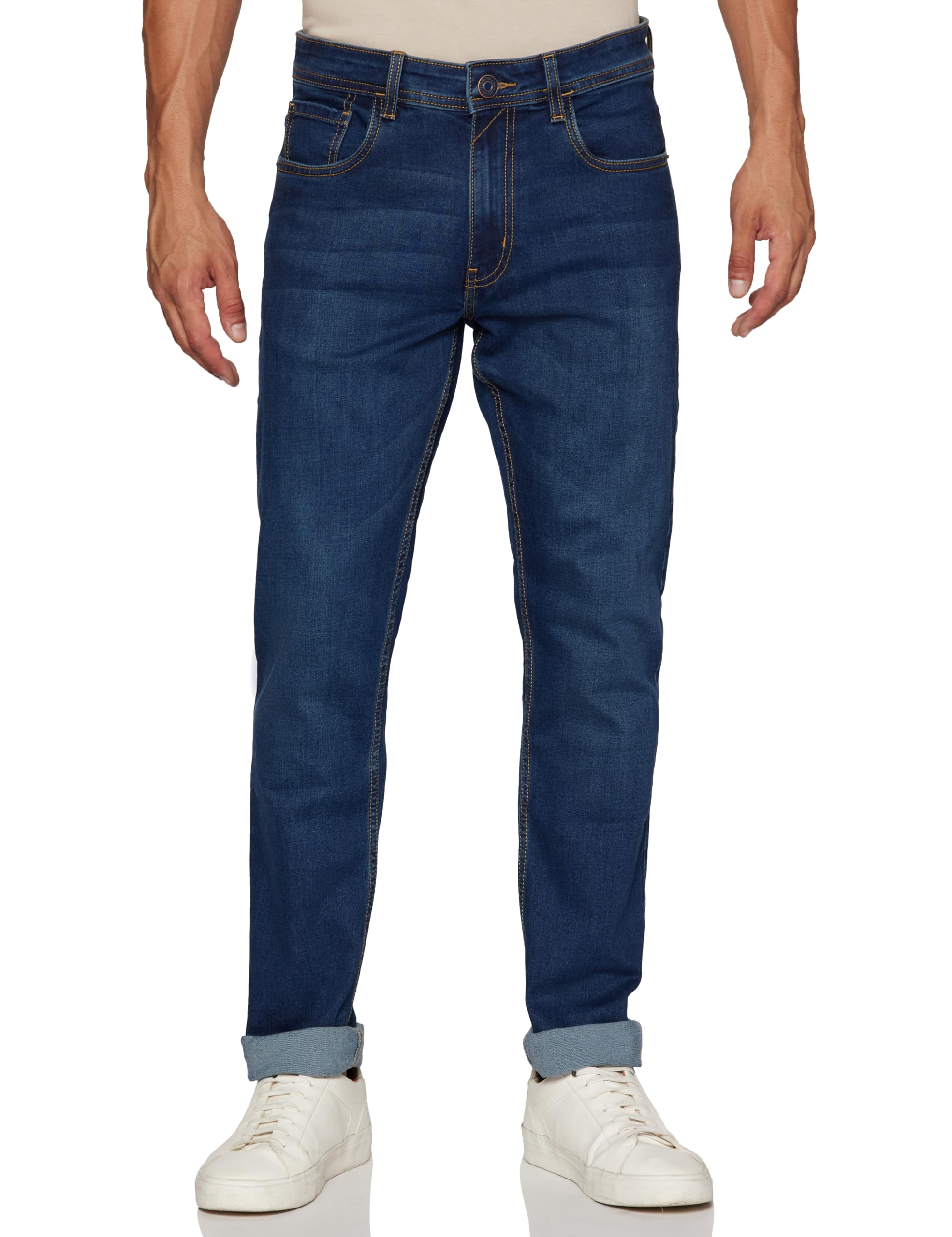Men's Tapered Fit Mid Rise Classic Tape Stretchable Twill Jeans
