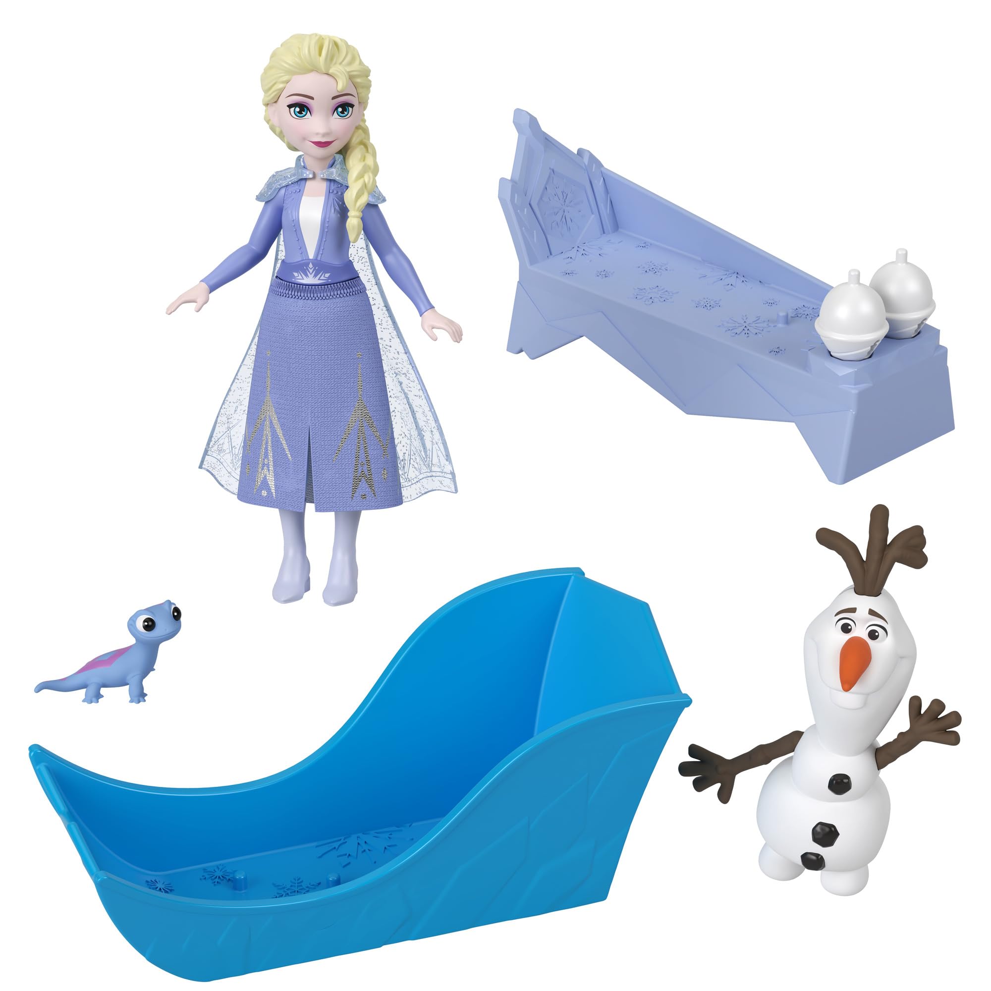 Disney Frozen Elsa Small Doll with Olaf & Bruni Character Friends, Furniture and Play Pieces Inspired by Disney Movie Frozen, Posable-image-22