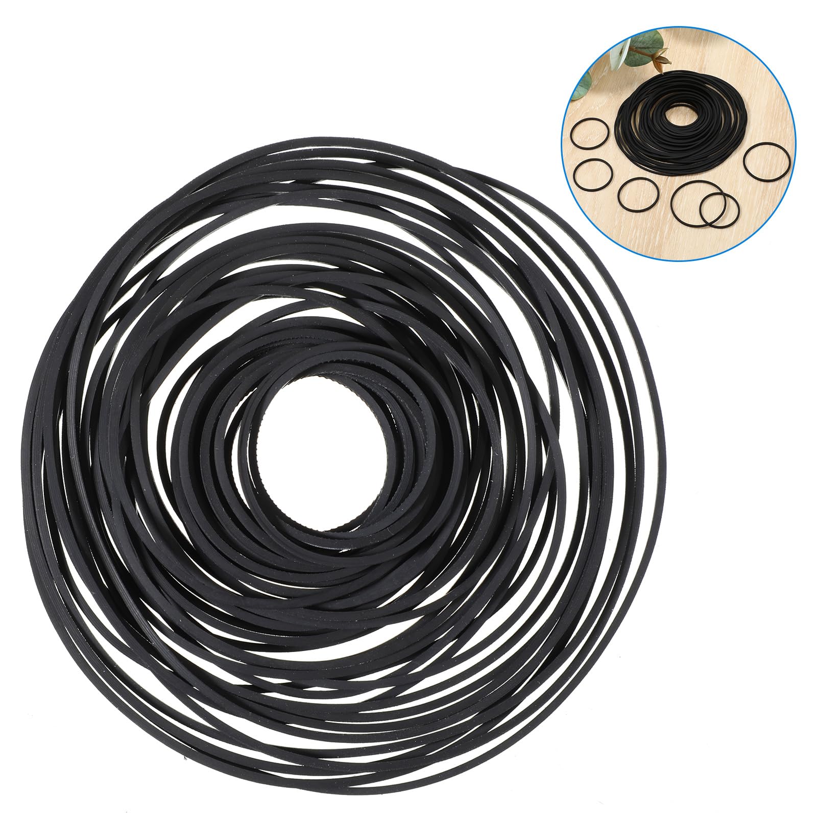 Giantree Lot de 100 courroies carrées en caoutchouc pour machine à cassette, enregistreur, 40-135 mm, poulie d'entraînement en caoutchouc, courroie carrée, pour machine à cassette, lecteur CD