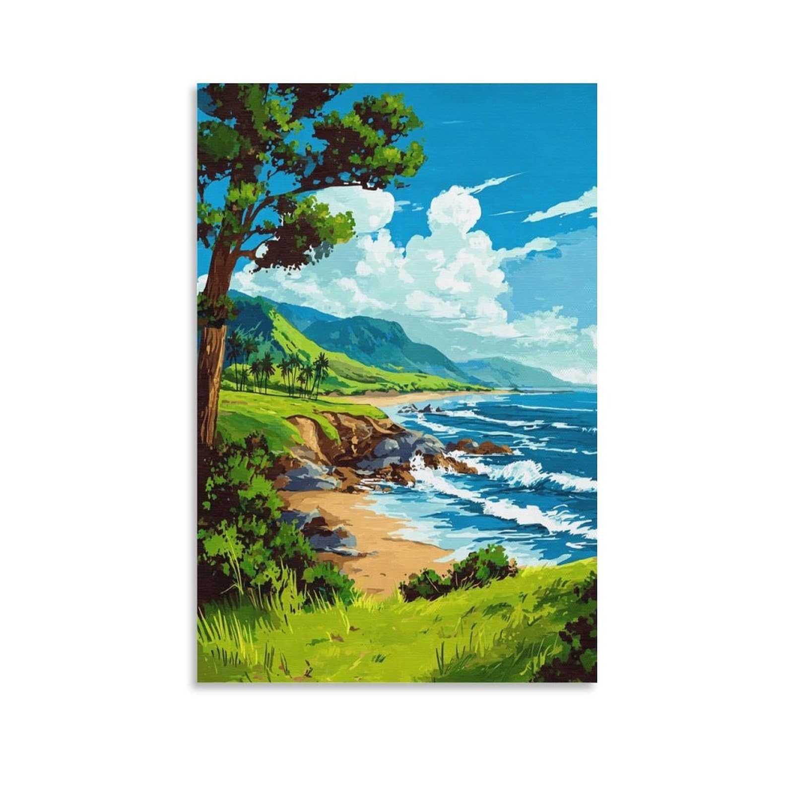 ZBBGGOZ Kaena Point State Park Poster 24x36inch(60x90cm) Vintage Watercolor Canvas Art