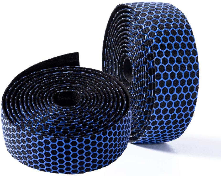 Bike Handlebar Tapes, Hex Bike Handlebar Tape, Road Bicycle Bar Tape, Handle Wraps 2 Rolls for Road Bikes and Cycling (Blue)
