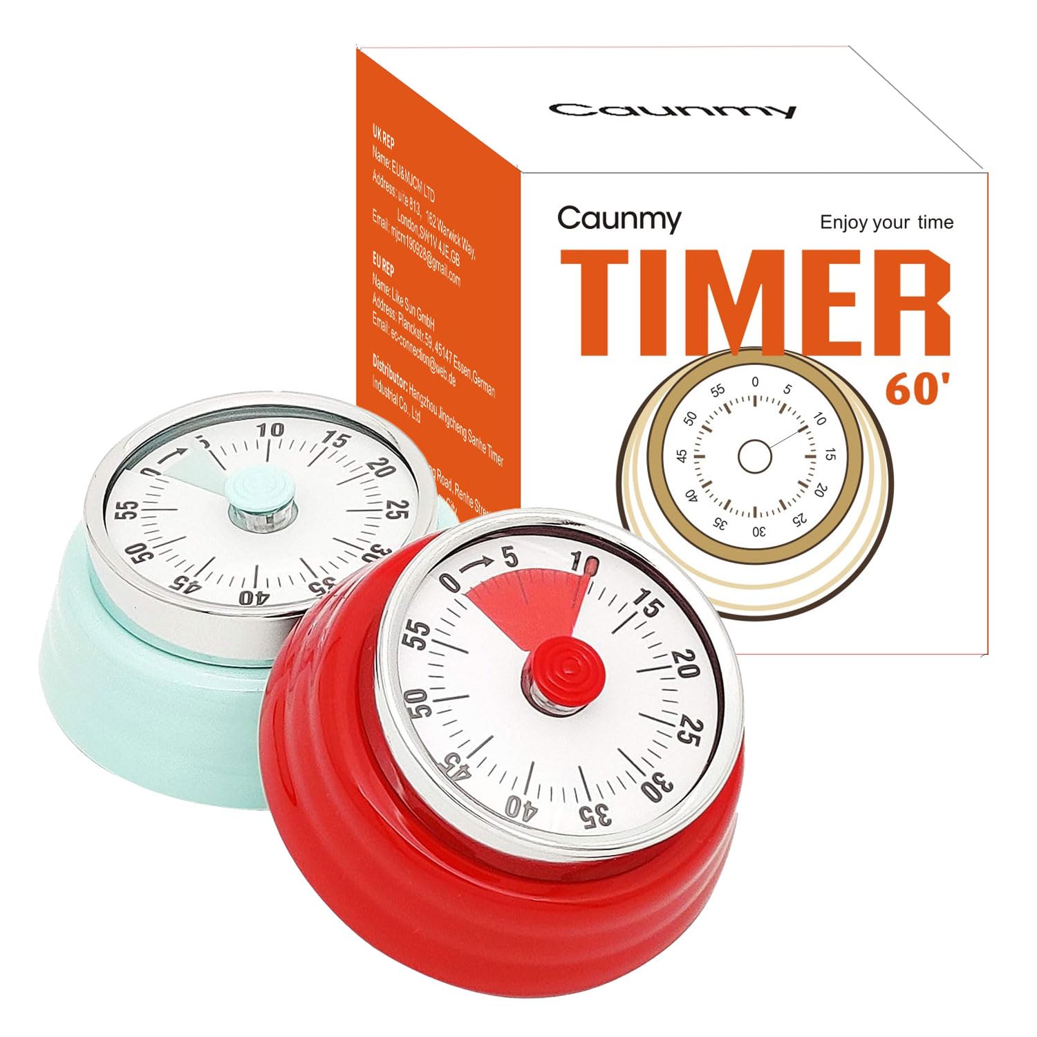 Mechaniczny timer, wizualny minutnik, 60-minutowy, elektroniczny timer do gotowania, klasy, gier, nauki, biura, magnetyczny budzik z dźwiękiem alarmu (zielony i czerwony)