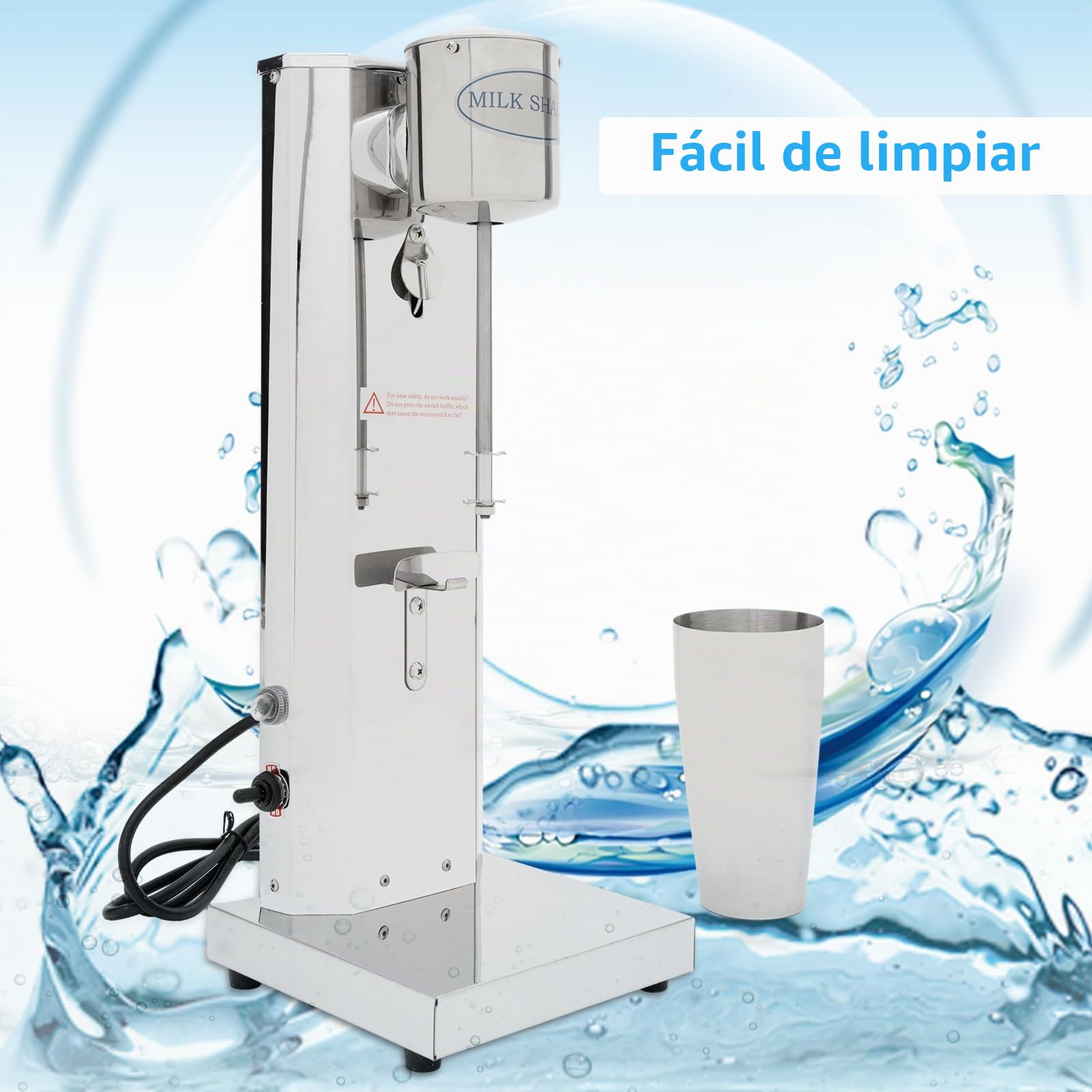 Batidora de vaso para batidos de leche, 180 W, batidora eléctrica, batidora con una cabeza de 650 ml, para tiendas de té con leche, cafeterías, restaurantes