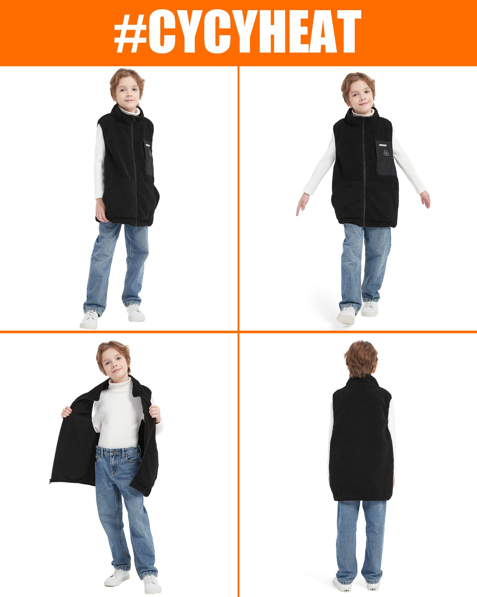 CYCYHEAT Gilet chauffant pour enfant avec batterie externe