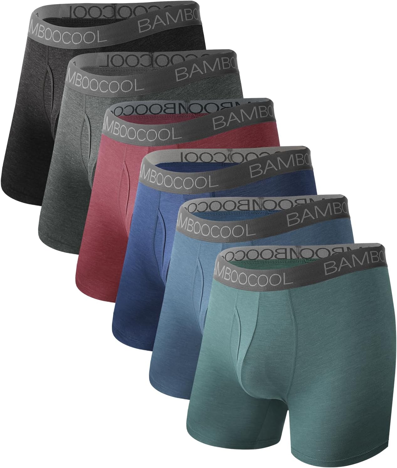 BAMBOO COOL Breathable Men's Underwear Modern Multipack Comfortsoft Moisture-Wicking Boxer Briefs 6 Pack