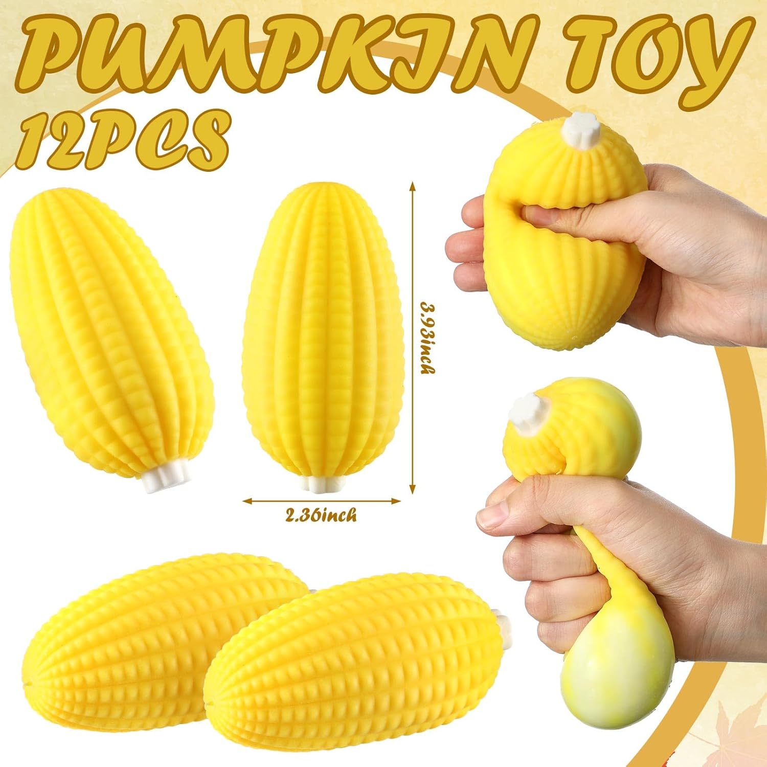 Meooeck 12 Pcs Candy Corn Stress Toys Stress Balls for Adult Candy Corn Party Favors Novelty Corns Squeeze Fidget Toy Bulk for Christmas Party Goodie Bags Fillers Anxiety Relief - Image 3