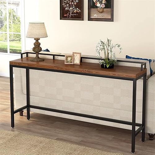 Miniatura 4 de BNNP Mesa alta de barra alta para el hogar, sala de estar, cocina, mesa de bar de hierro forjado contra la pared, mesa de bar excluyendo sillas,