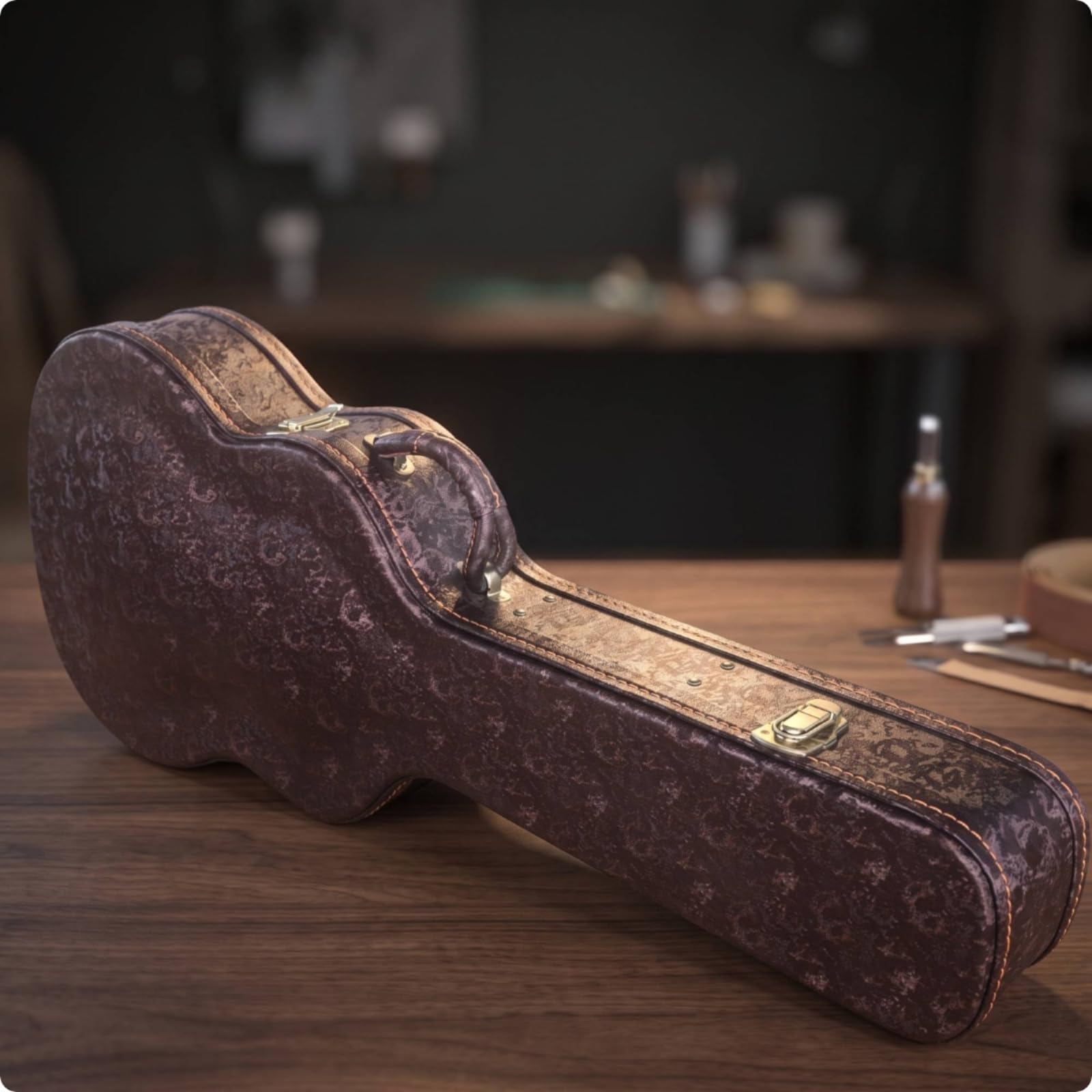 predolo Estuche Guitarra Rígido Funda Rígida Vintage para Guitarristas, Músicos, Viajes, Ensayos, 39 Pulgadas