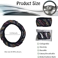 Vista 2 de Funda universal para volante, funda bohemia para volante, funda para volante de automóvil para mujeres y niñas, accesorios interiores de automóvil