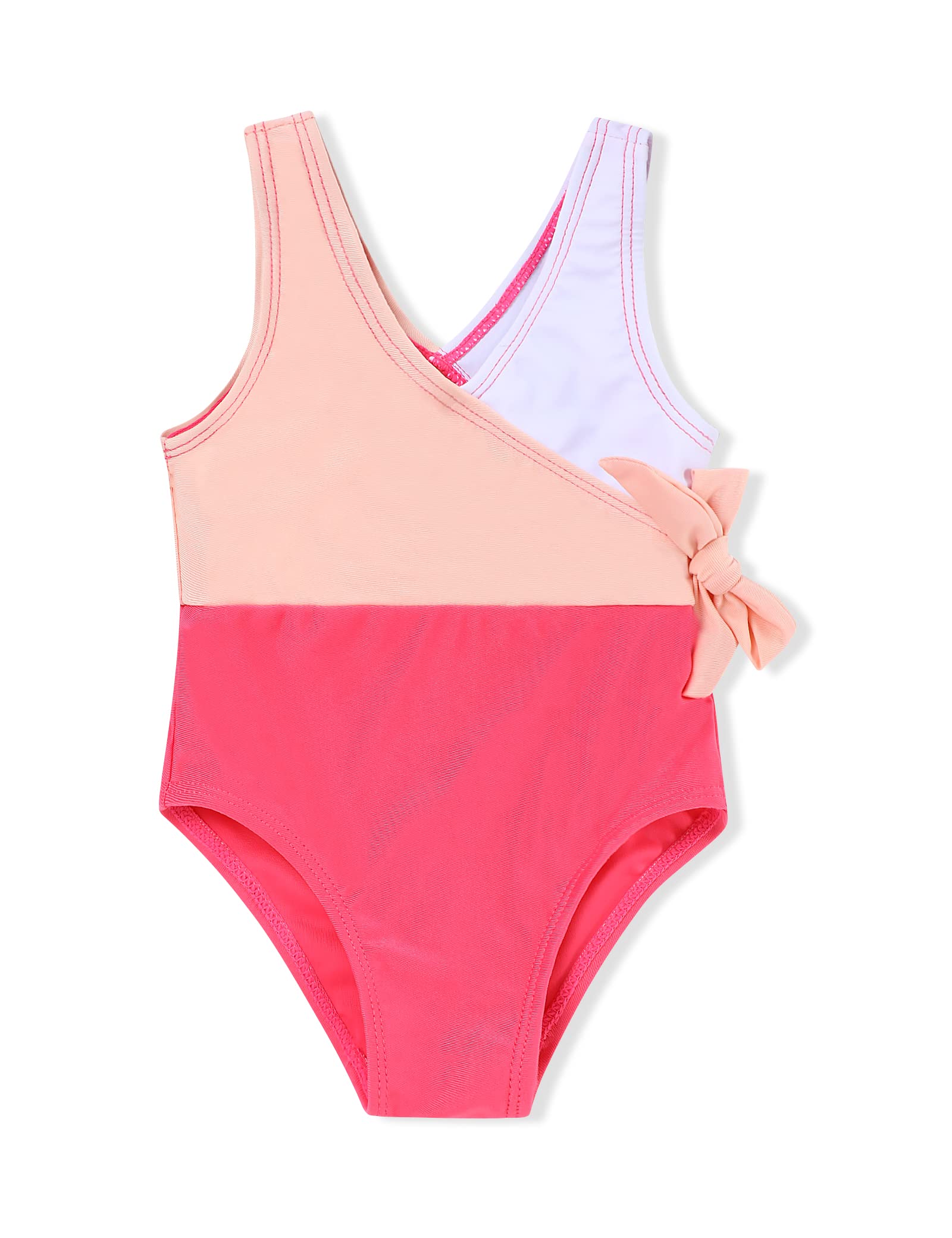 bilisonToddler Girl Swim Suit Baby Girl Bathing Suit Color Block Stripe Swimwear Summer Kid Swimsuit