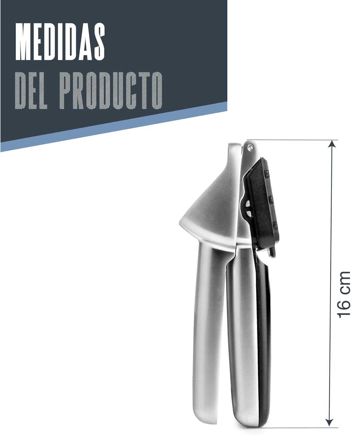 Lacor - 60277 - Double Garlic Press, Crush, Cube, Cleaning Accessories, Ergonomic Handle, 18/10 Stainless Steel