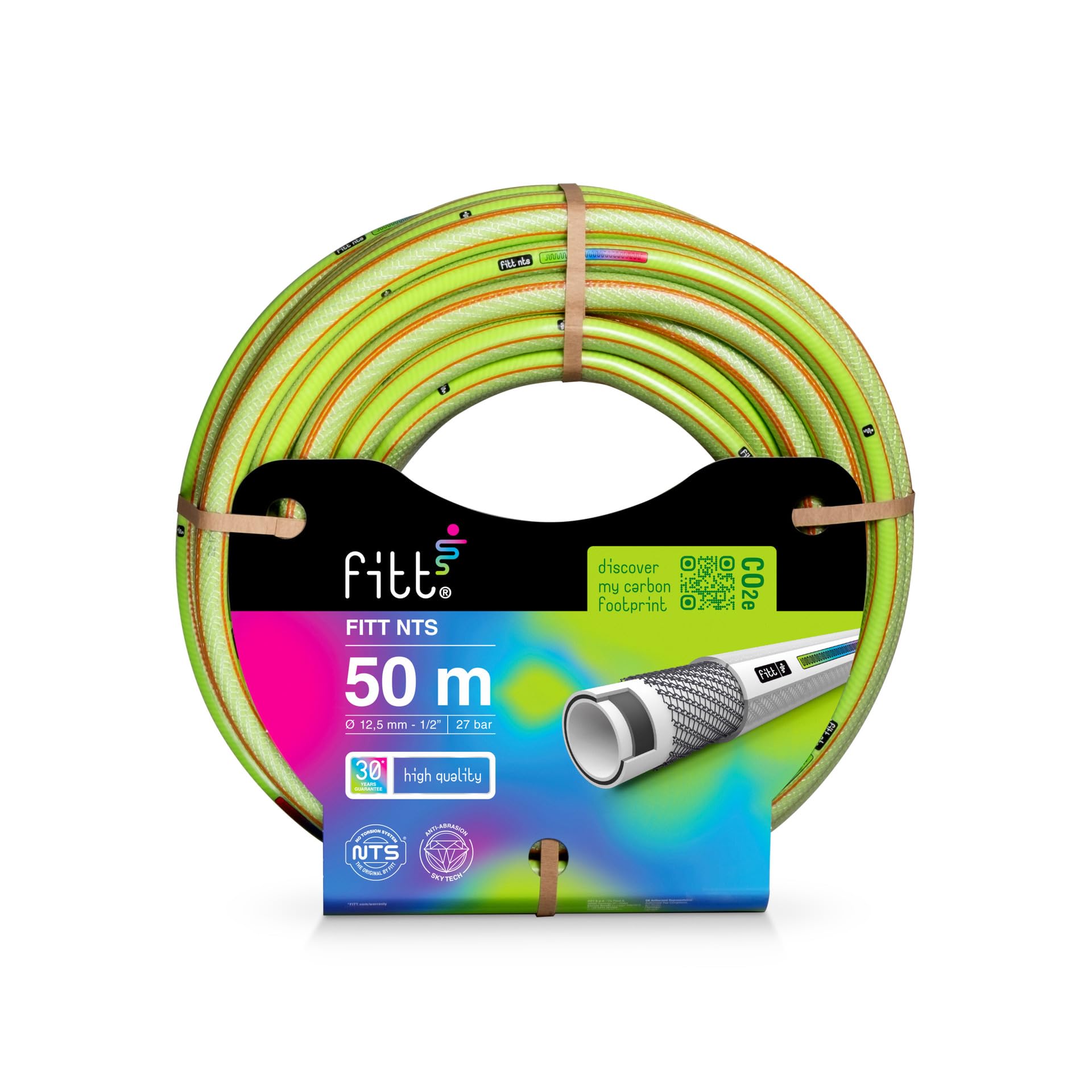 FITT NTS LIME 1/2" (12,5 mm) 50 m, wąż do nawadniania ogrodu, wytrzymały i giętki do intensywnego użytkowania