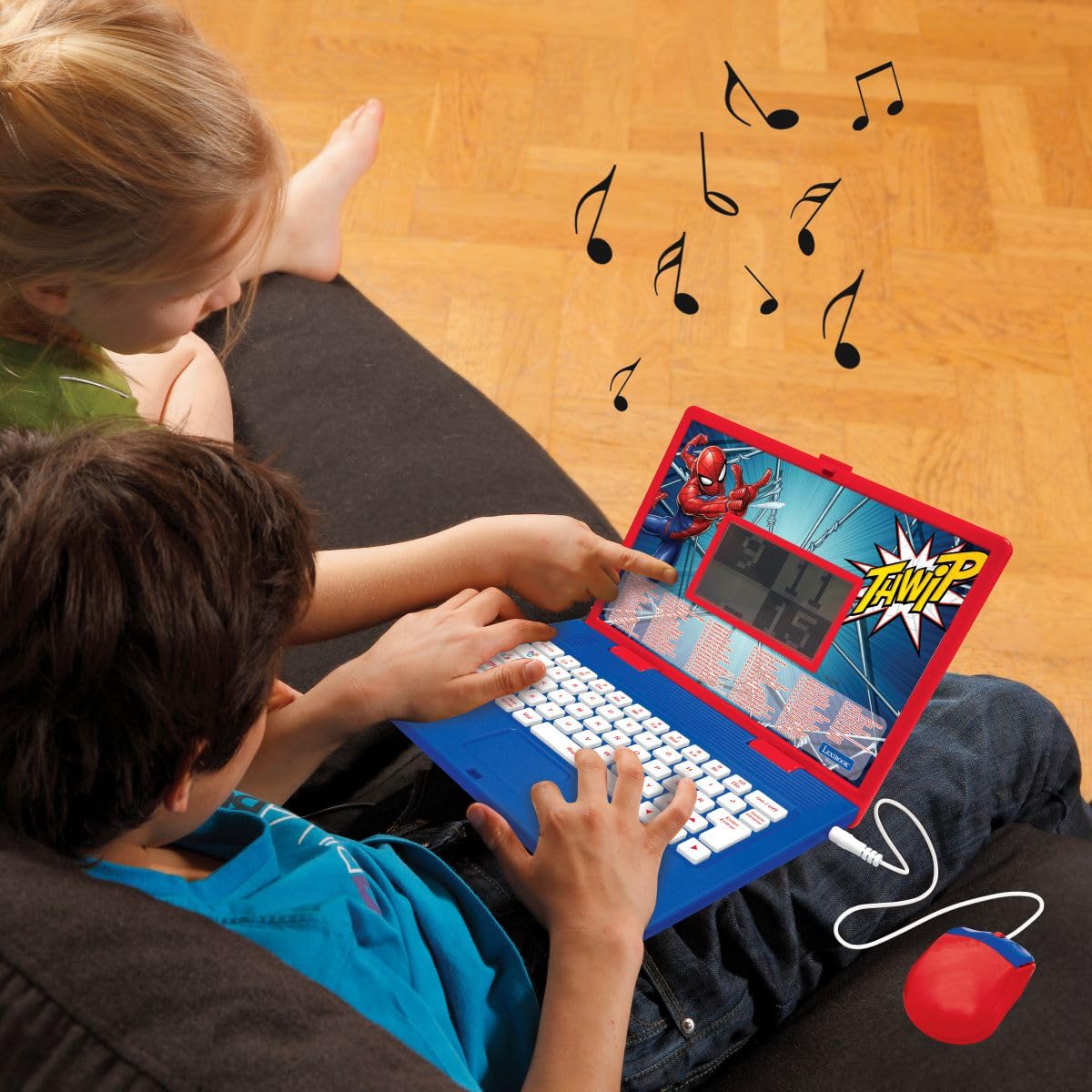 LEXIBOOK, Marvel Spiderman, Laptop Educativo Bilingüe Inglés y Español, 164 Actividades, Matemáticas, Juegos de Lógica, Modo Musical, Pantalla LCD, Diseño de Spiderman, Rojo/Azul, JC601SPi2