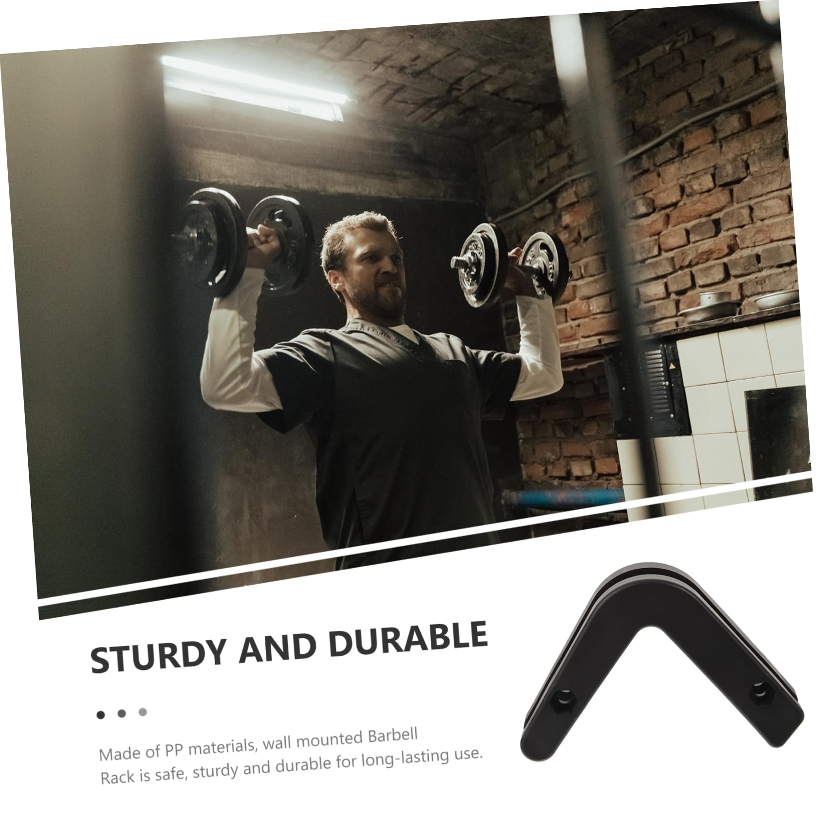 VANZACK 2pcs Barbell Hanger Wall Mount Rack for Household Barbell Storage Durable Weight Plates Holder for Gym Home and Office Use