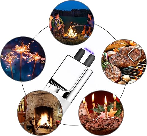 Miniatura 32 de REIDEA Encendedor de velas electrónico, a prueba de viento, sin llama, recargable por USB, con botón de seguridad, para cocina en casa, S4, dorado