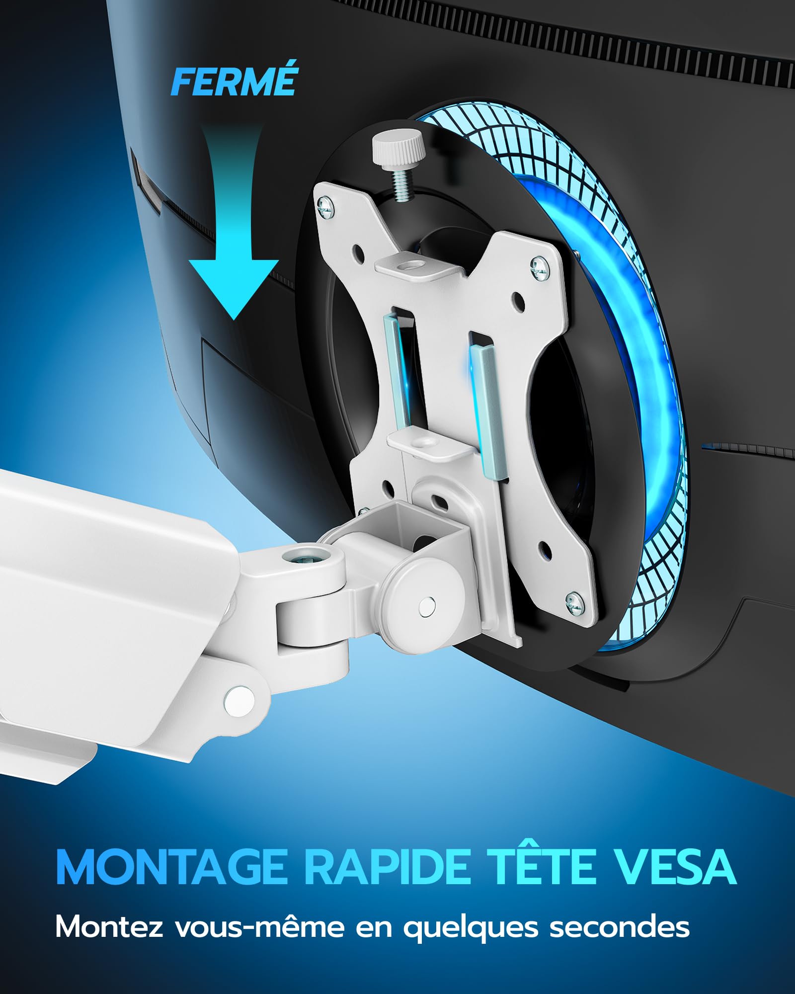 ARES WING Support de Moniteur avec USB pour écran Plat incurvé de 17" à 40"