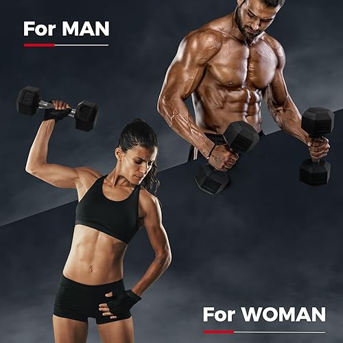 Miniatura 5 de RitFit - Juego de mancuernas hexagonales con revestimiento de goma, de 5 a 300 lb, con estante opcional para gimnasio en casa, pesas de mano