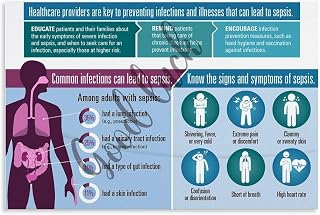 Symptoms of Sepsis And Infection Prevention Chart Guide Poster Canvas Painting Posters And Prints Wall Art for Living Room Bedroom Decor 12x08inch(30x20cm) Unframe-style
