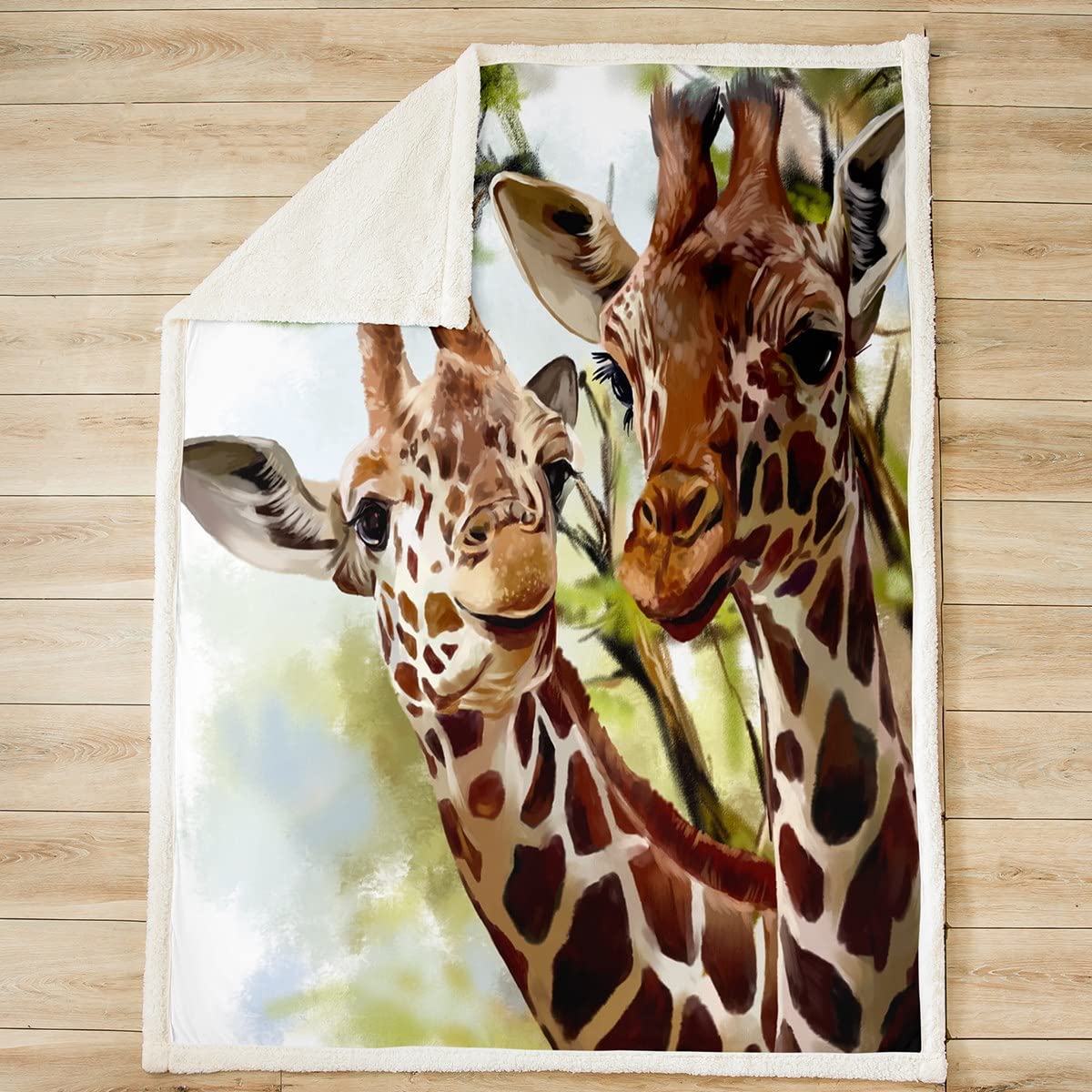 Loussiesd Giraffe Kuscheldecke Zoo Tier Thema Flanell Fleecedecke Für Jungen Teenager Kinder Safari Wildtiere Drucken Wohndecke 150x200cm Tierwelt Natur Giraffe Decke für Stuhl Bürobett Wohndecke