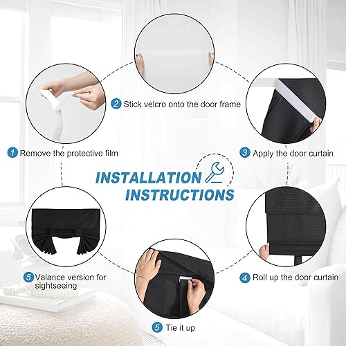 Miniatura 120 de RYB HOME Cortinas de privacidad para puerta francesa, rica textura de lino, cortinas para oscurecer la habitación, cortinas y cortinas