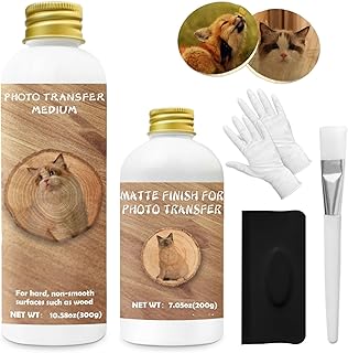 WAN2TLK Photo Transfer Medium Kit, with Matte Varnish, Gel Medium for Photo Transfer Can Transferring Photos to Wood and Other Hard Surfaces, Ideal for DIY Wood Photo (Matte Finish)