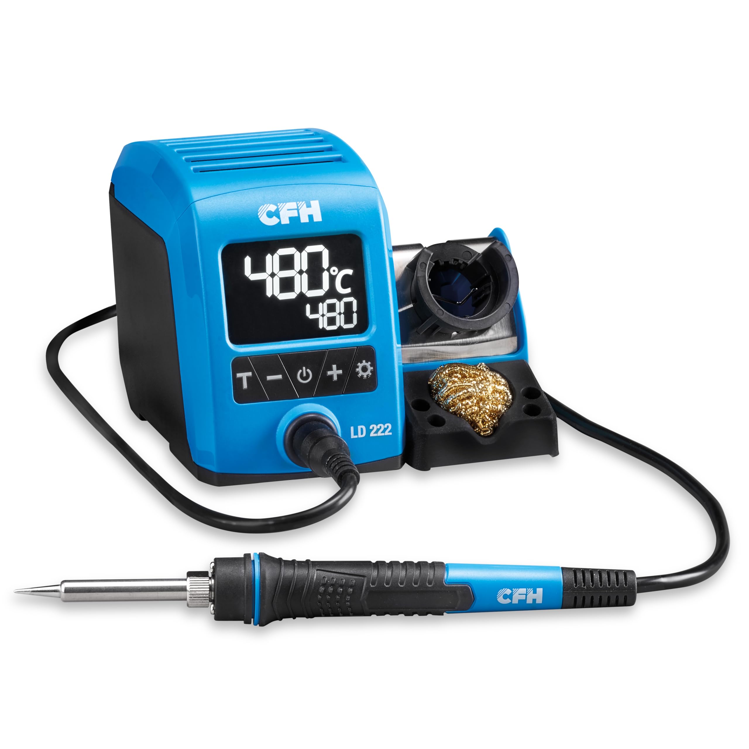 CFH Profesjonalna cyfrowa stacja lutownicza 40 W LD 222 – wyświetlacz LCD, regulacja temperatury 150-480°C, szybkie nagrzewanie, uchwyt do lutownicy dla lewo/praworęcznych, wymienna końcówka