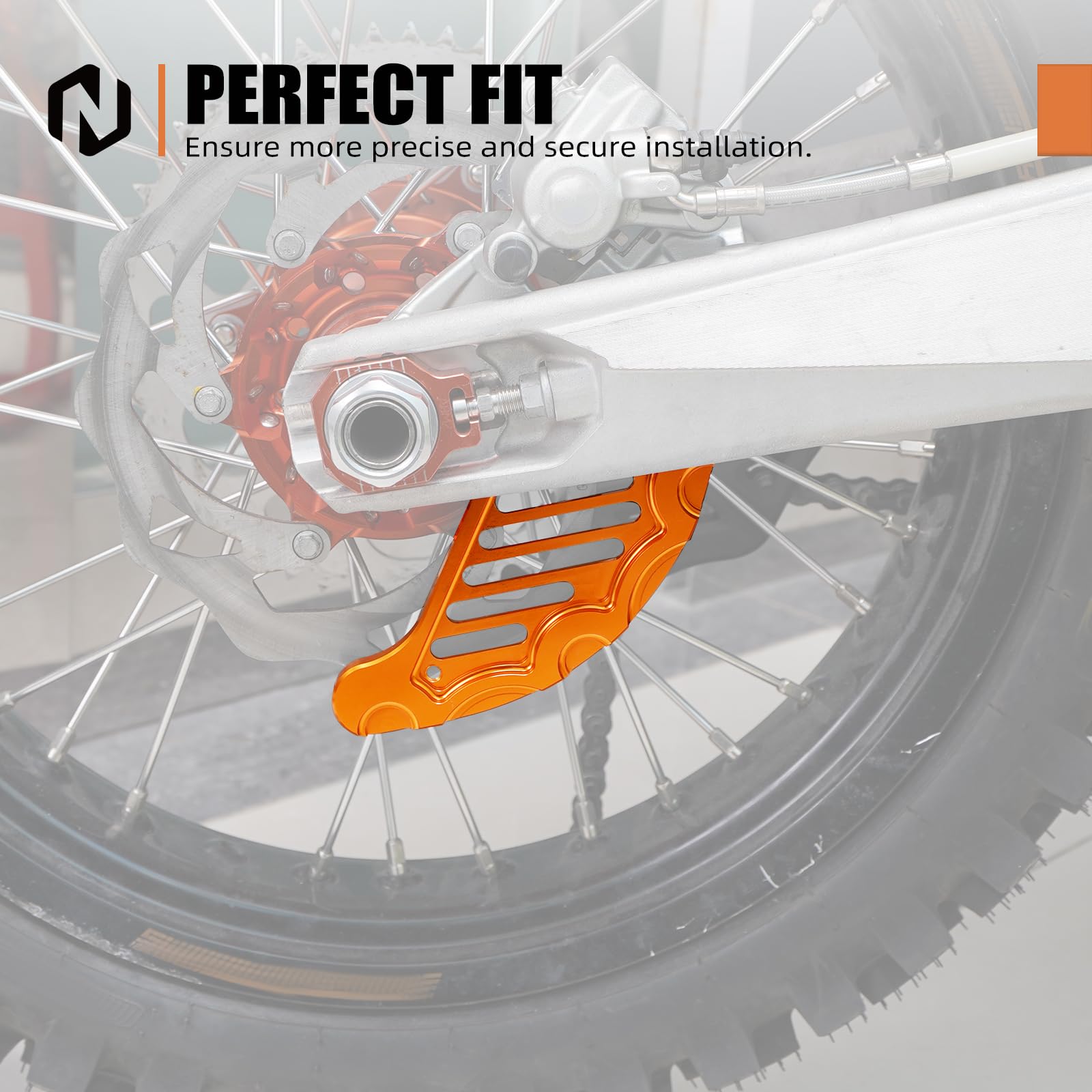 NICECNC Protector de Disco de Freno Trasero Naranja Compatible con KTM 125-530 XCW/XCF-W/EXC/EXC-F/SX/SXF/XC/XCF/6 Days/TPI 2004-2022 Ver Ajuste | Compatible con KTM 125-530 XCW/XCF-W/EXC/EXC-F/SX/SXF/XC/XCF/6 Days/TPI 2004-2022