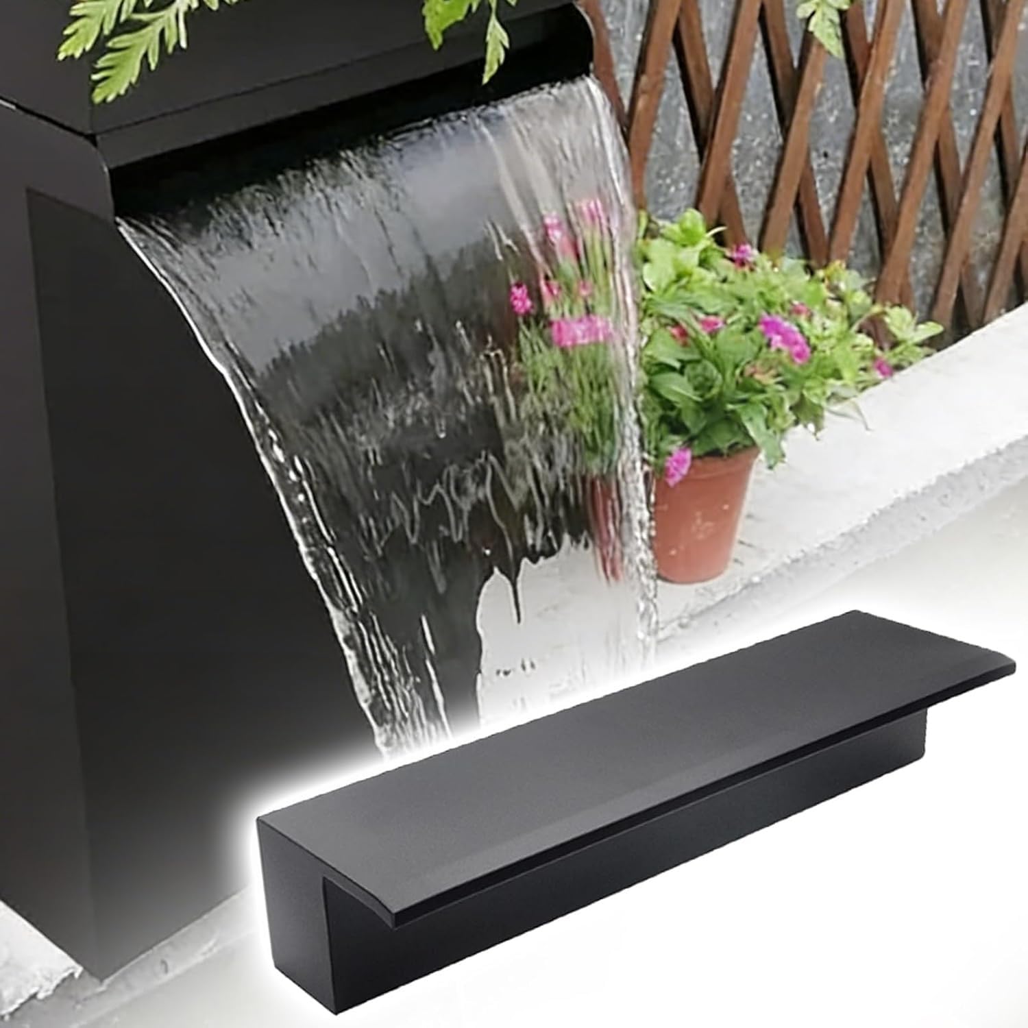 Fontana nera della fontana della cascata 70/68/50/48/36/30/24 pollici dello stagno con l'ampia piattaforma di flusso per gli stagni commerciali e privati 165cm/65 attrezzatura del gioco dell'acqua