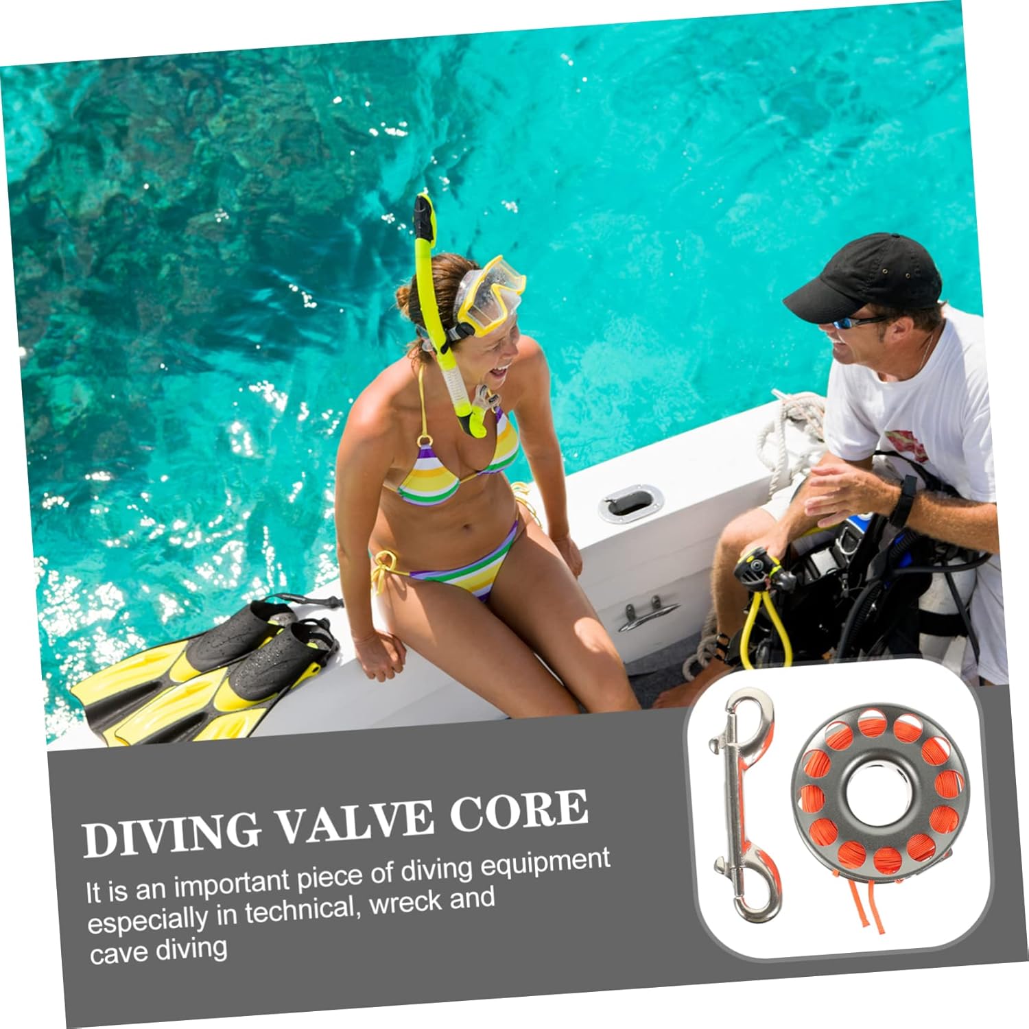 Luxshiny 1Roll Diving Spool Portable Guide Line Spool for Technical Wreck and Cave Diving Durable Scuba Diving Accessory Wear Resistant Design for