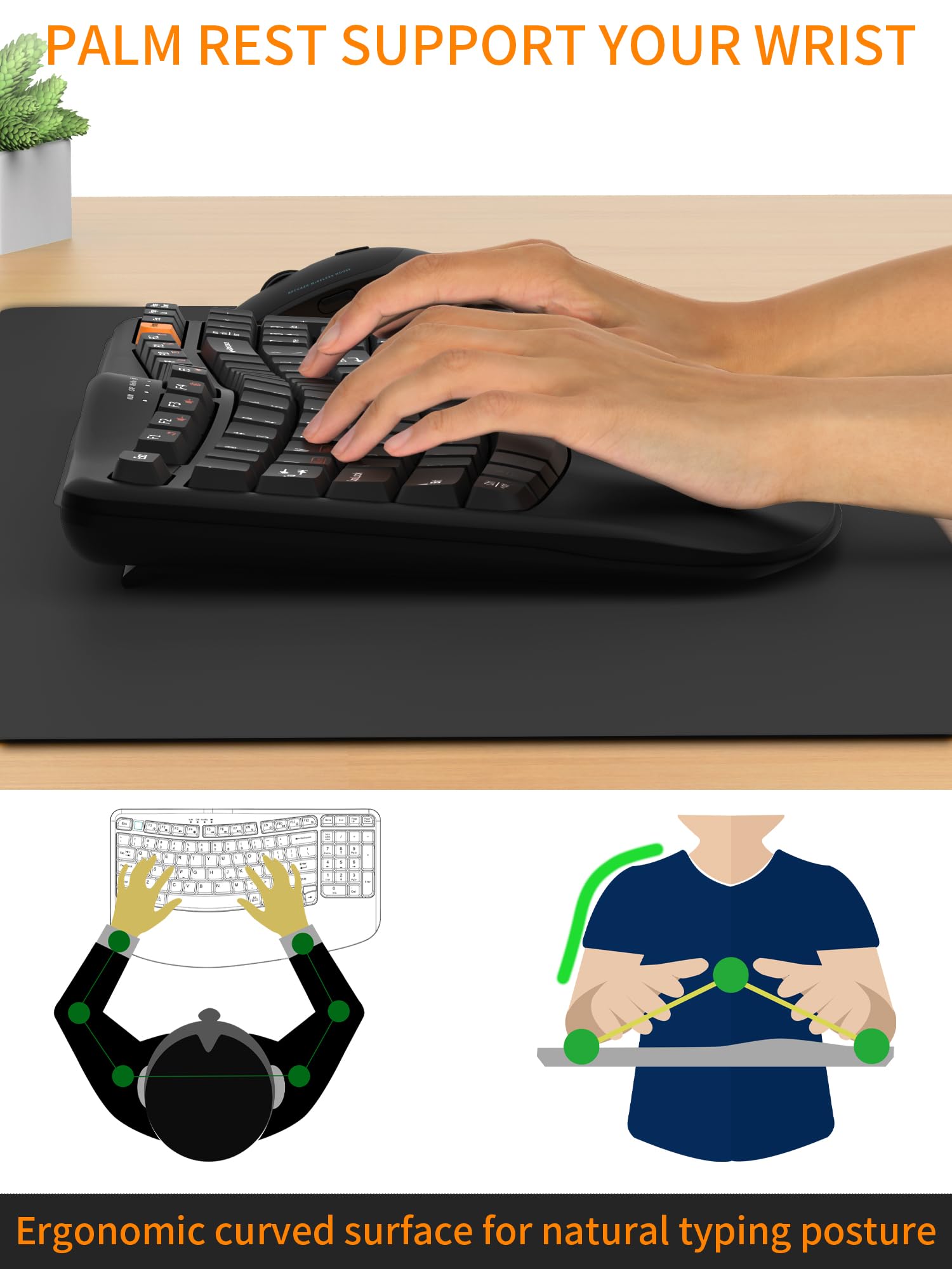 Ergonomic Keyboard And Mouse Wave Keys Ergonomic Wireless Keyboard ...