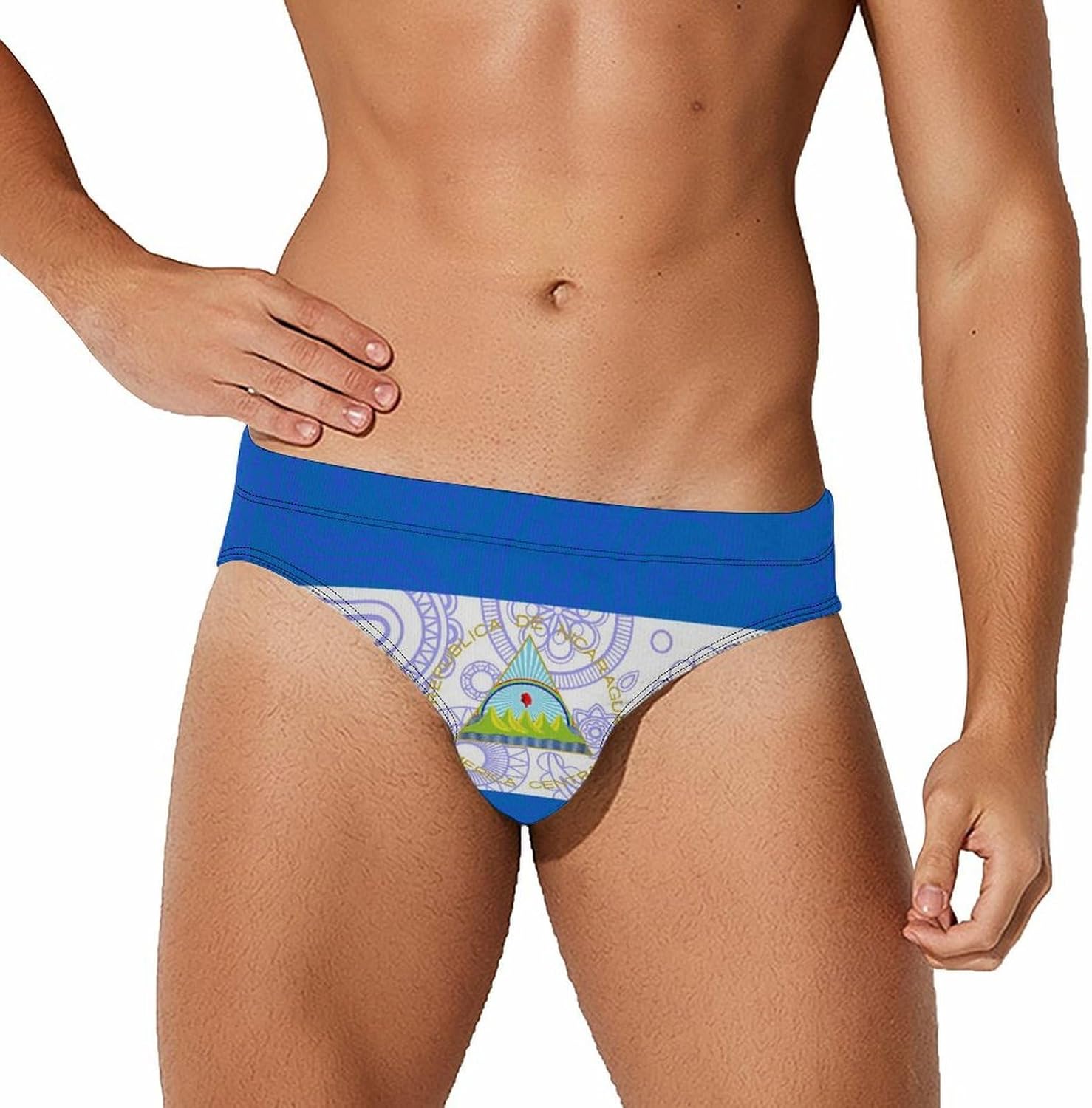 Nicaragua Flag Paisley Pattern Novelty Men's Swimming Brief Swimwear Pants Trunks Beach Shorts Underwear