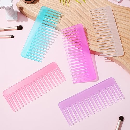 Miniatura 6 de 5 peines de dientes anchos para cabello rizado y húmedo en lavanda, transparente, azul, rosa, rosa, rojo, herramienta versátil para el cuidado del