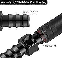 Vista 2 de EVIL ENERGY Adaptador de montaje de manómetro de combustible de 1/2 púa con puerto de medidor de sensor NPT de 1/8 "Aluminio Negro