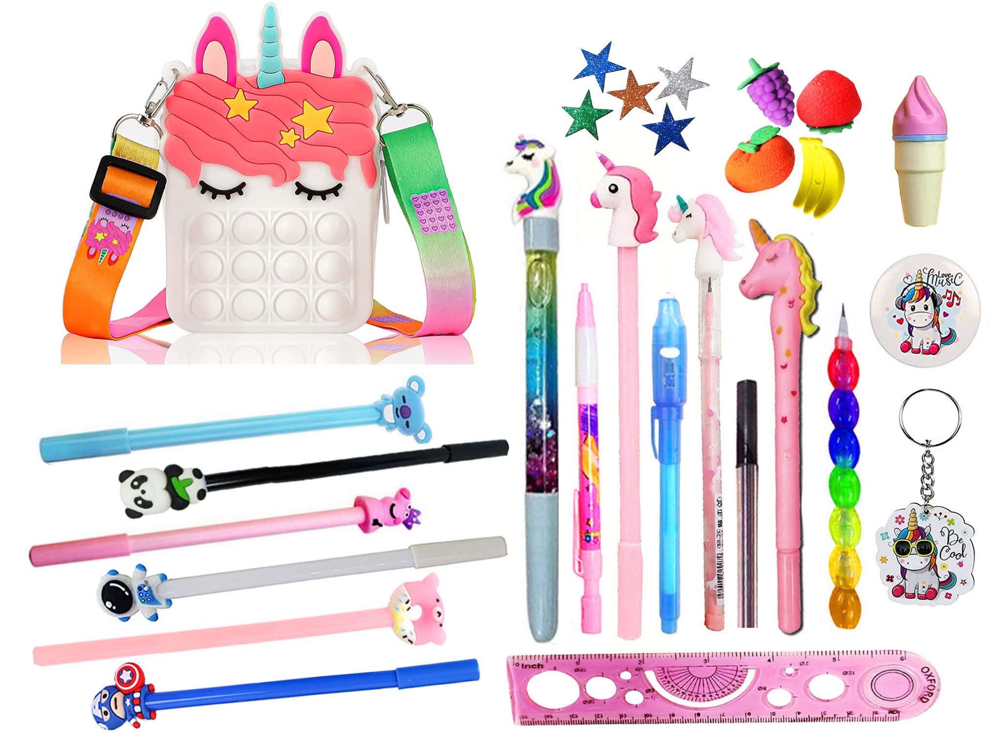 KOBBET® 24 Piece Unicorn Stationery Gift Set for Kids Girls Unicorn Sling Pop Bag Shoulder Bag with All Stationery Unicorn Complete Stationery Combo for Girls Return Gift Birthday Gift for Girls Kids (B0BQMZNQBF) Amazon Price History, Amazon Price Tracker