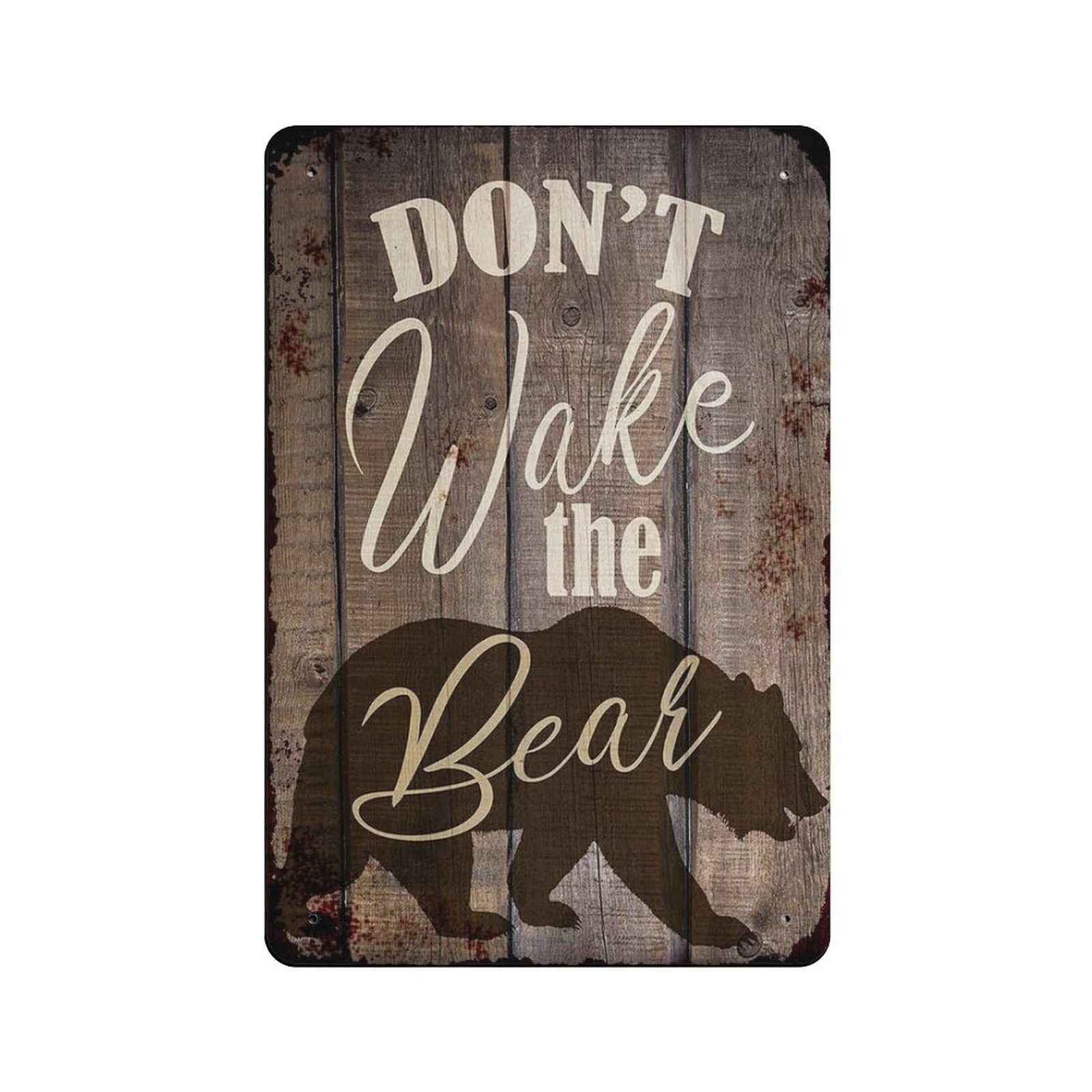 AOOEDM Don't Wake The Bear Vintage Tin Sign Metal Tin Signs for Man Cave Funny Art Wall Plaque Kitchen Bar Pub Coffee Shop Wall Decor