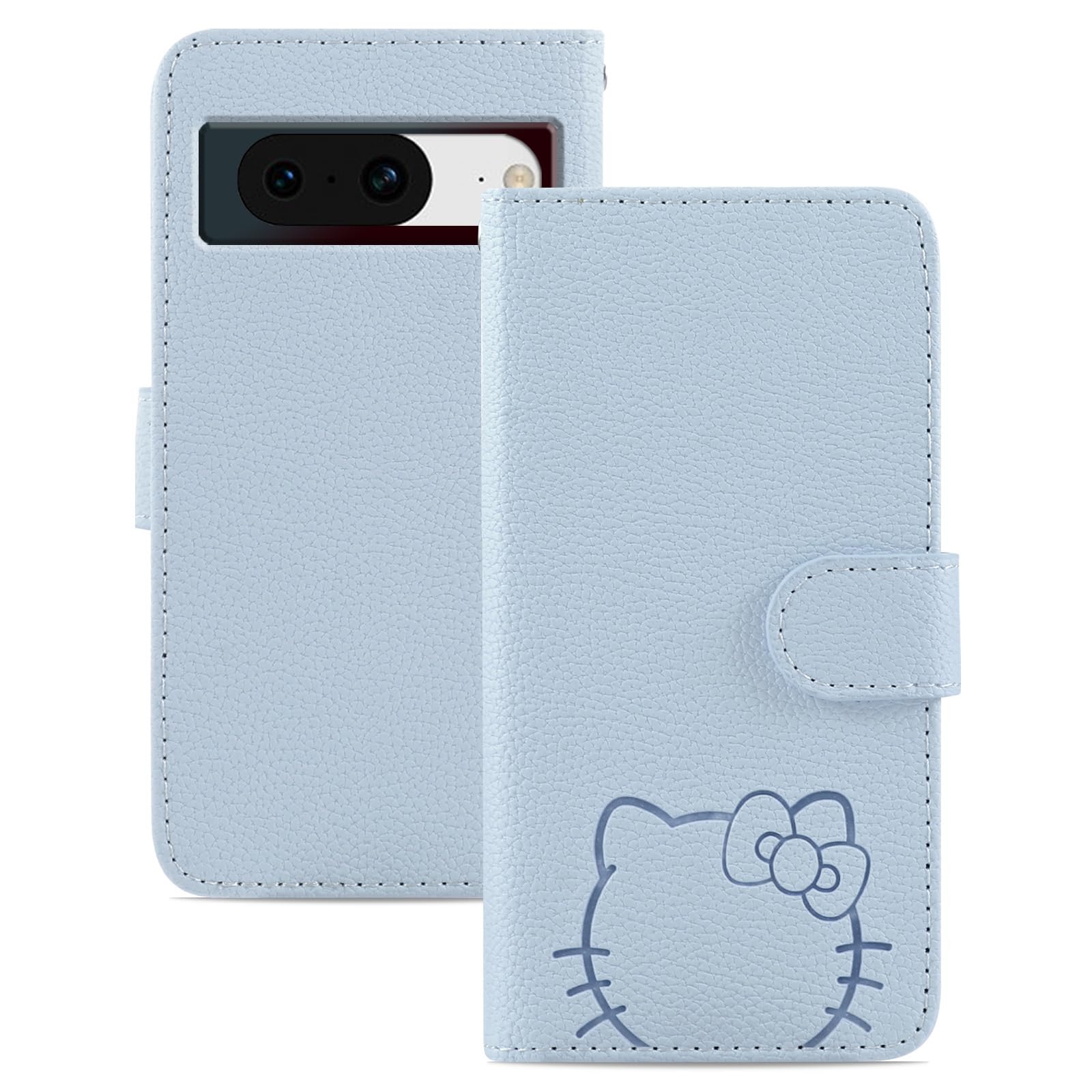 Kedic に適合する Google Pixel 8a ケース 手帳型 大きな花の顔の猫のパターン ぐーくるぴくせる8aケース Pixel8a ケース ピクセル8a カバー Google Pixel8a スマホケース 手帳型 グーグルピクセル8aカバー の選択 指紋なし 適度な厚さ 軽量グリップ 柔軟性 より包括的な保護 スマホ スタンド ライトブルー