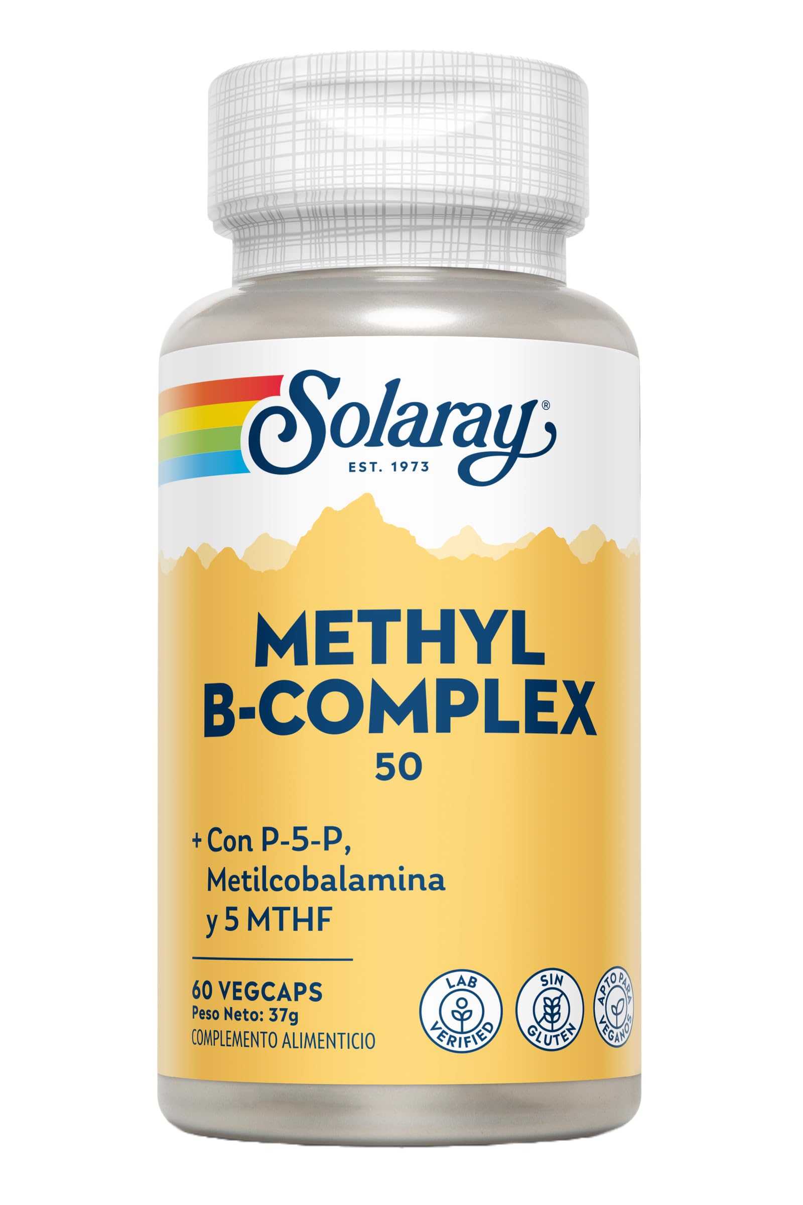 SOLARAY®. Methyl B complex 60VegCaps. Sin gluten. Apto parta veganos.