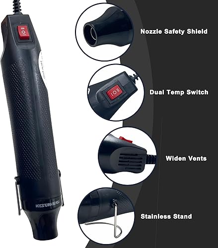 Vista 29 de Pistola de calor, mini pistola de calor de 350 W con boquilla reflectora, ajustes de temperatura duales, pistola de aire caliente de calor rápido