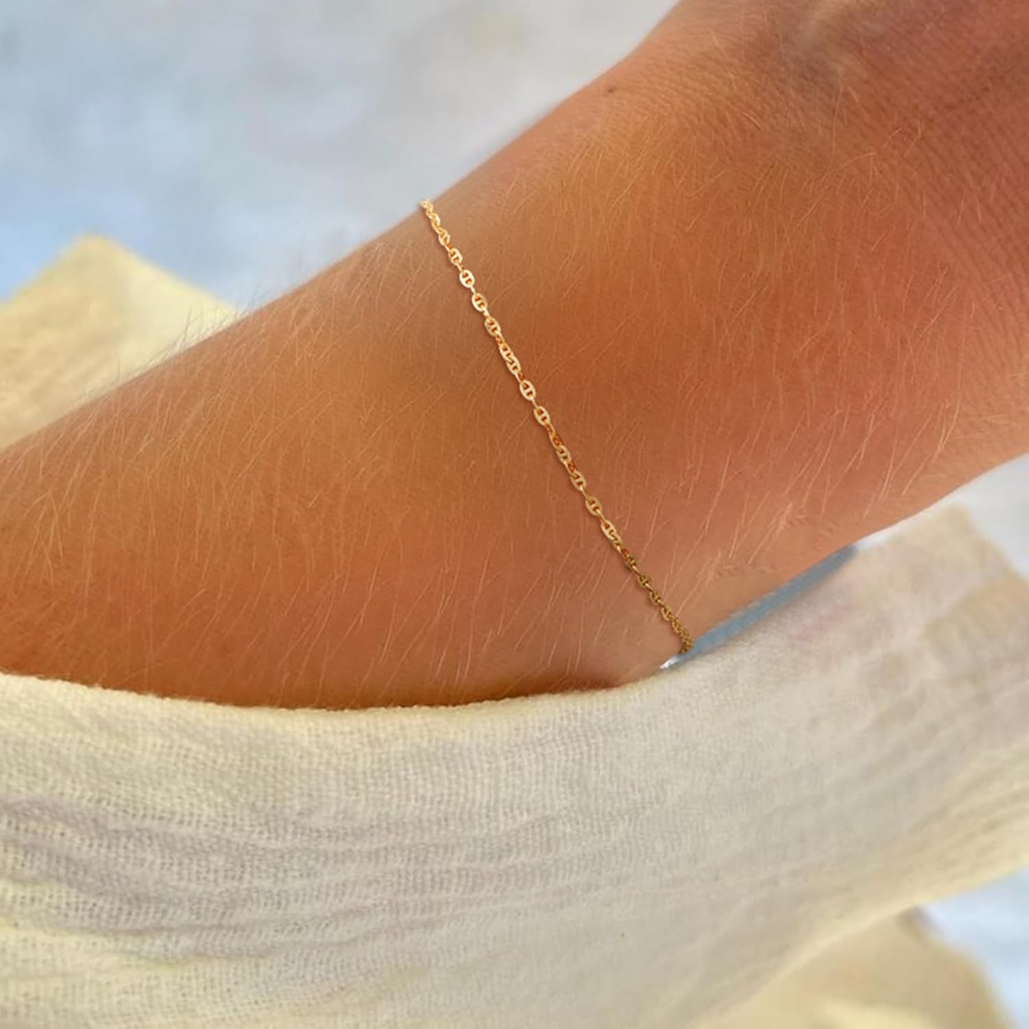 BENEIGE Women Bracelet 14K Gold Plated Paperclip Satellite Bead Ball Oval Cuba Cable Box Chain Daily Charm Layered Link Silver Bracelets Adjustable Jewelry - Image 4