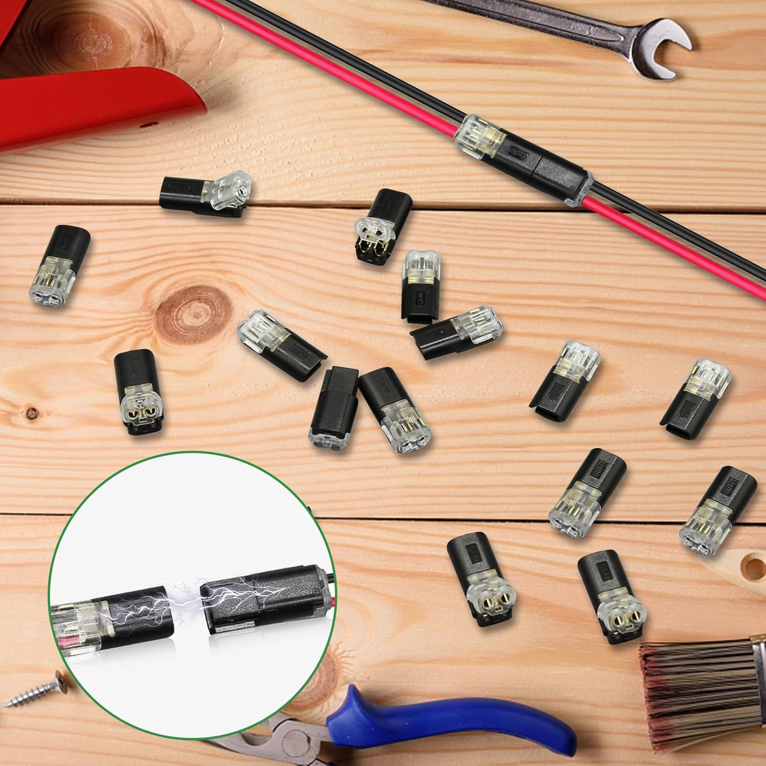 30Pcs Double-Wire Plug-in Connector Led Light Strip Connectors 2 Pin, Led Strip Lights Connectors Low Voltage Wire Connector with Locking Buckle, Fast Connect Plugs Led Connectors for Strip Lights