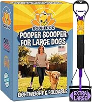 Vista 7 de Recogedor de excrementos irrompible de 32 pulgadas de alto para perros grandes, diseño ligero y plegable con mango extralargo (naranja)