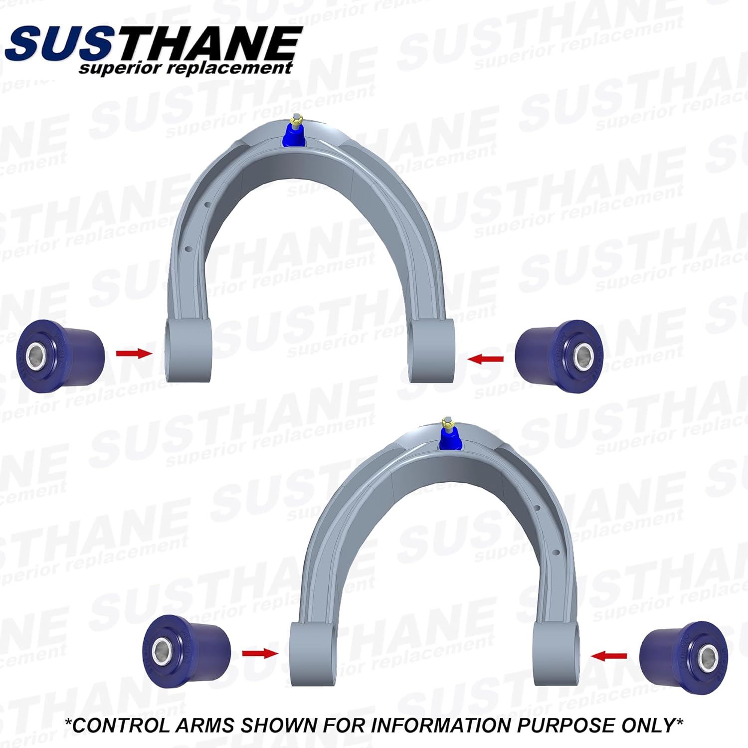 Complete Front Upper & Lower Control Arm Bushing Kit 8 Pcs in High Grade Polyurethane (PU) For QX56, QX80, ARMADA, FRONTIER, PATHFINDER, TITAN, XTERRA - Year 2004-2019