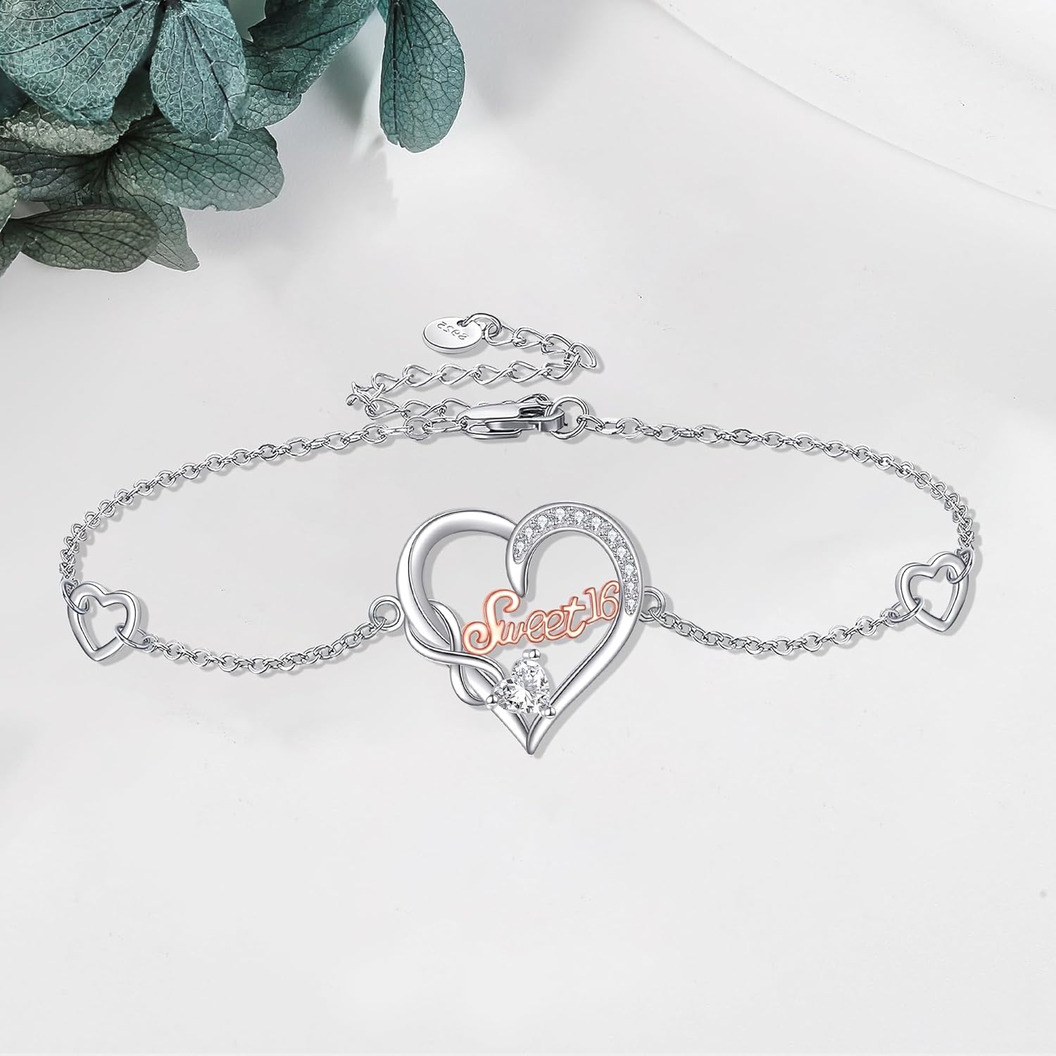 Birthday Gifts for Her 925 Sterling Silver Mom Granddaughter Nana Grandma Wife Sister Aunt Infinity Heart Bracelet Jewelry for Women Christmas Mothers Day Gifts