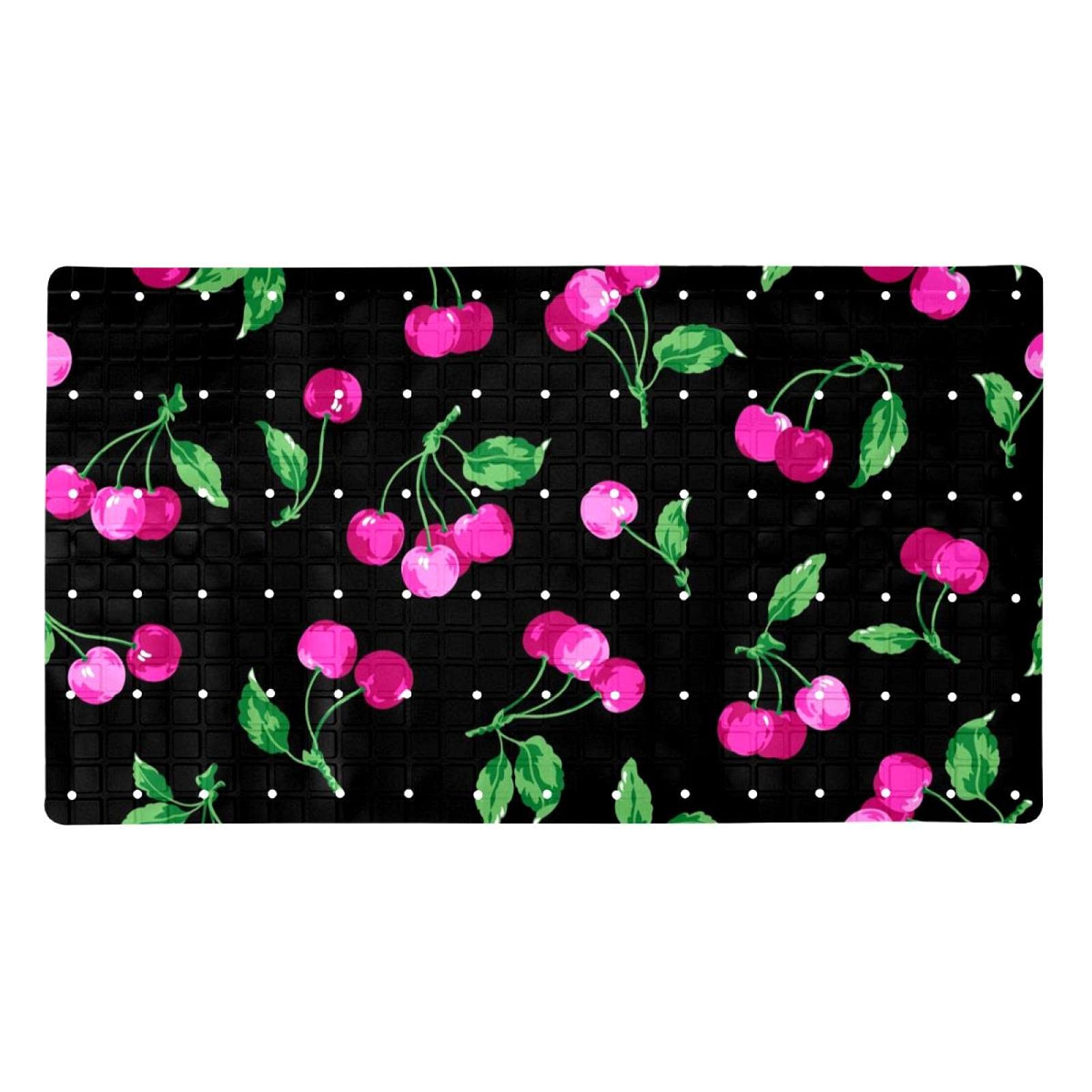 Tapis de douche anti glisse motif cerise sans BPA pour baignoire