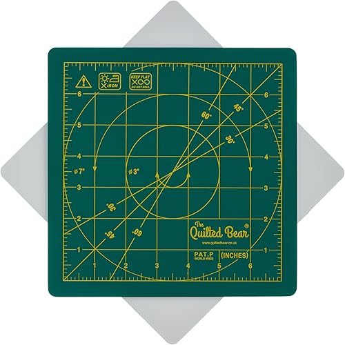 Miniatura 1 de The Quilted Bear Alfombrilla de corte giratoria de 7 x 7 pulgadas, alfombrilla de corte cuadrada autocurable de 360 con innovador mecanismo de